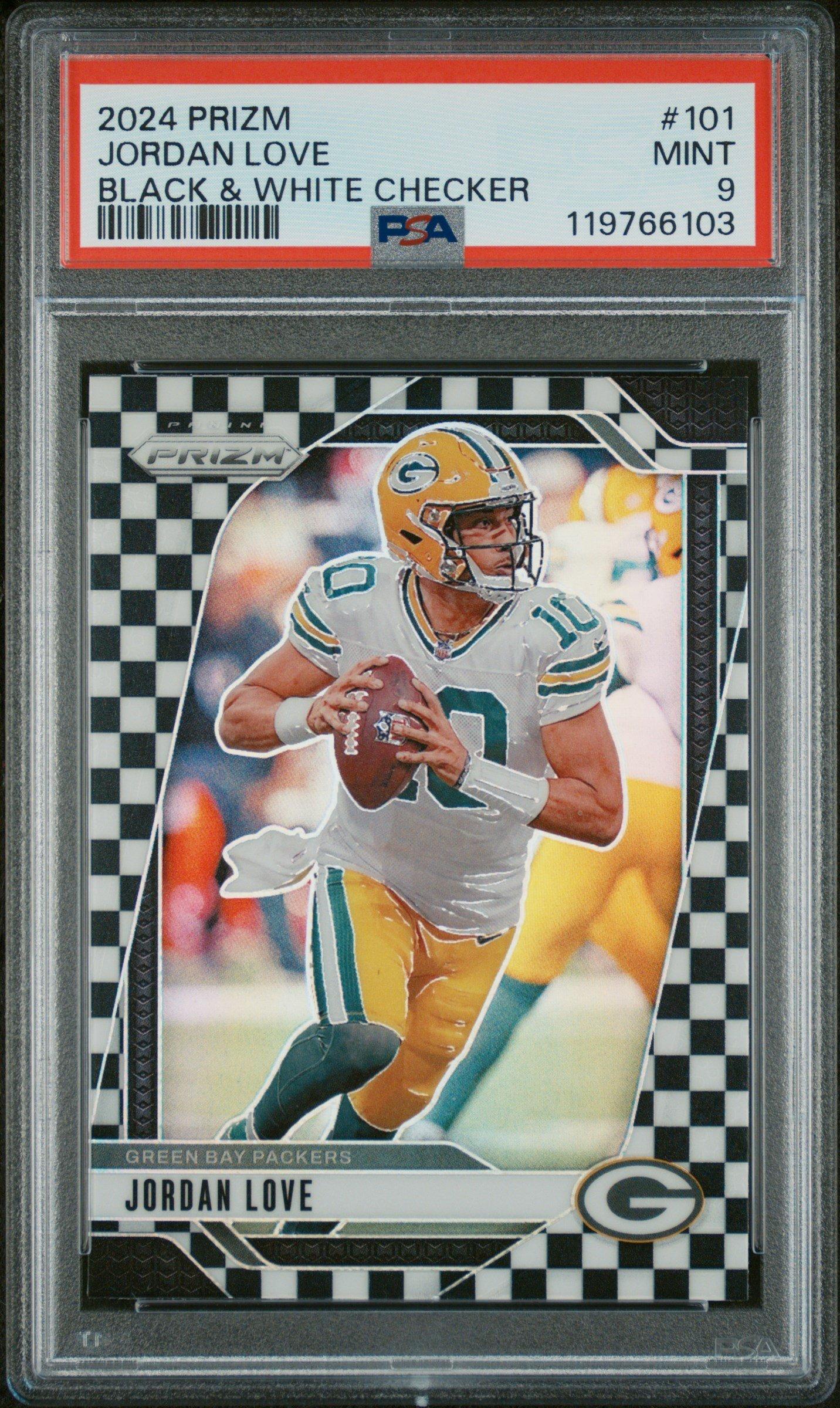 2024 Panini Prizm 101 Jordan Love Black & White Checker PSA 9
