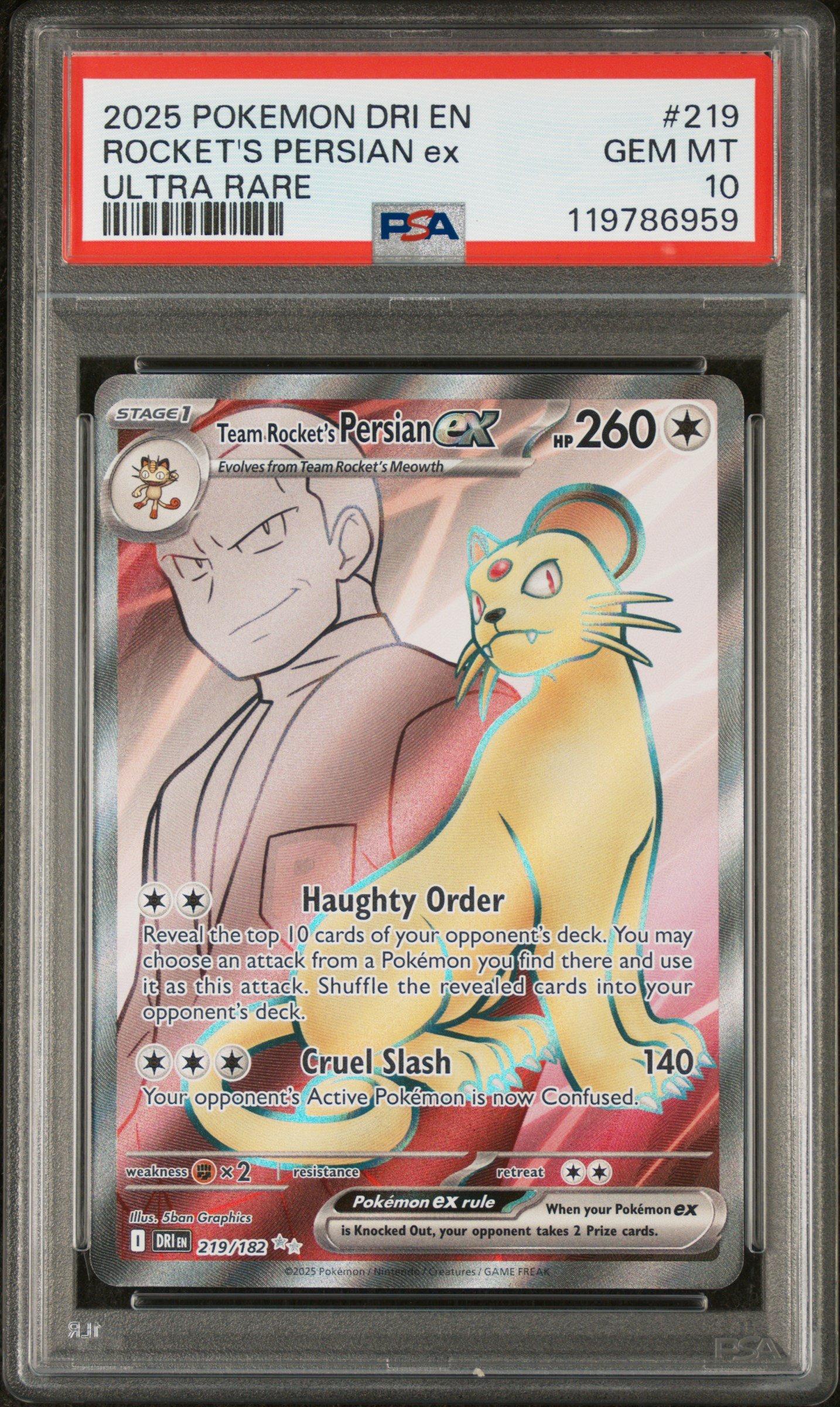 2025 Pokemon Dri En-destined Rivals 219 Team Rocket's Persian Ex