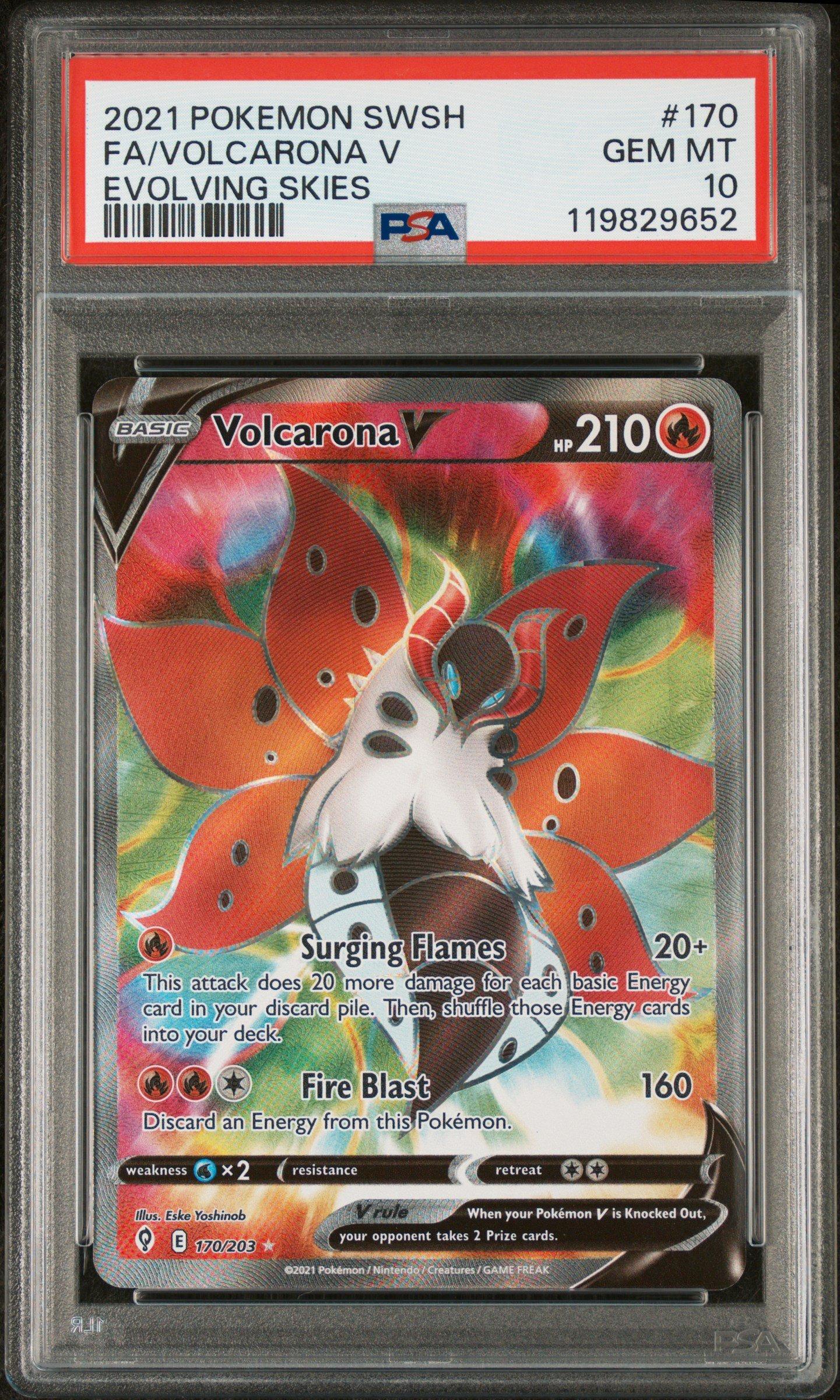 2021 Pokemon Sword & Shield Evolving Skies 170 Full Art/volcarona V PSA 10