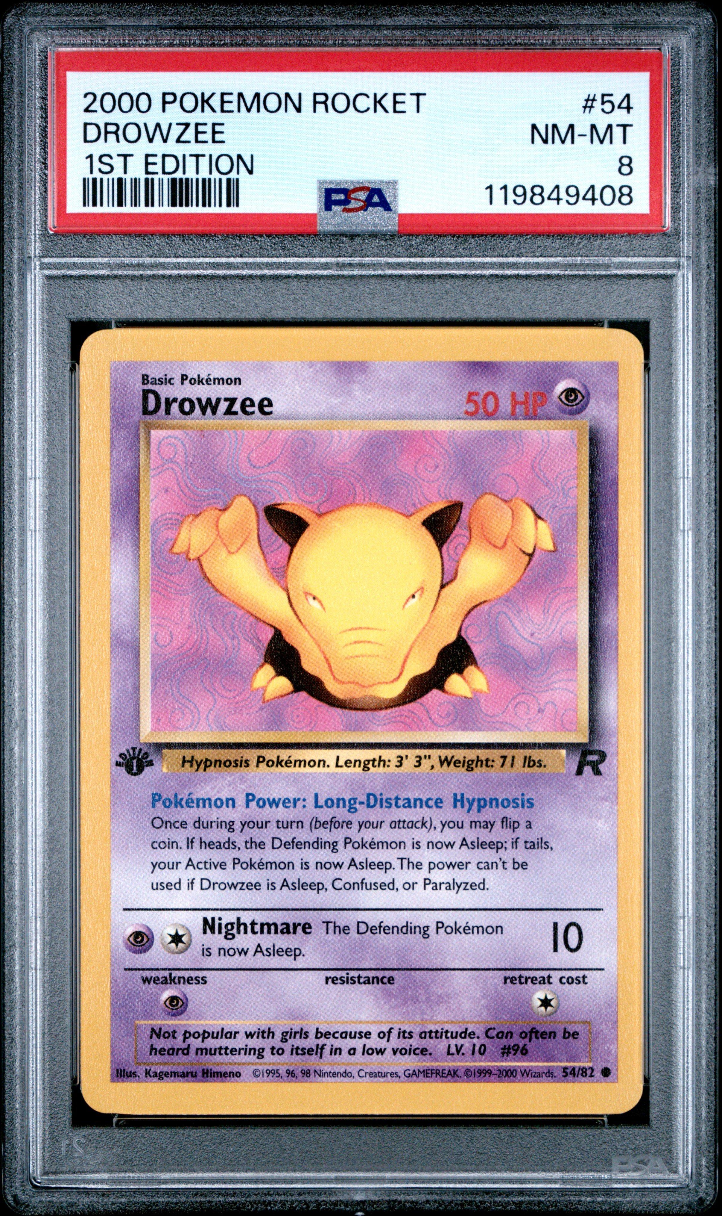 2000 Pokemon Rocket 54 Drowzee 1st Edition PSA