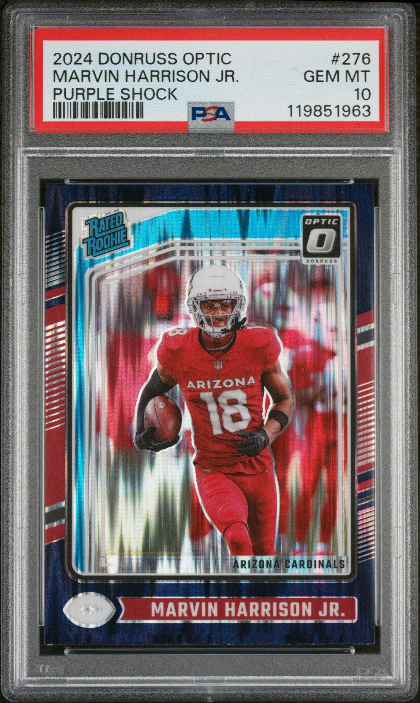 2024 Panini Donruss Optic 276 Marvin Harrison Jr. Purple Shock PSA