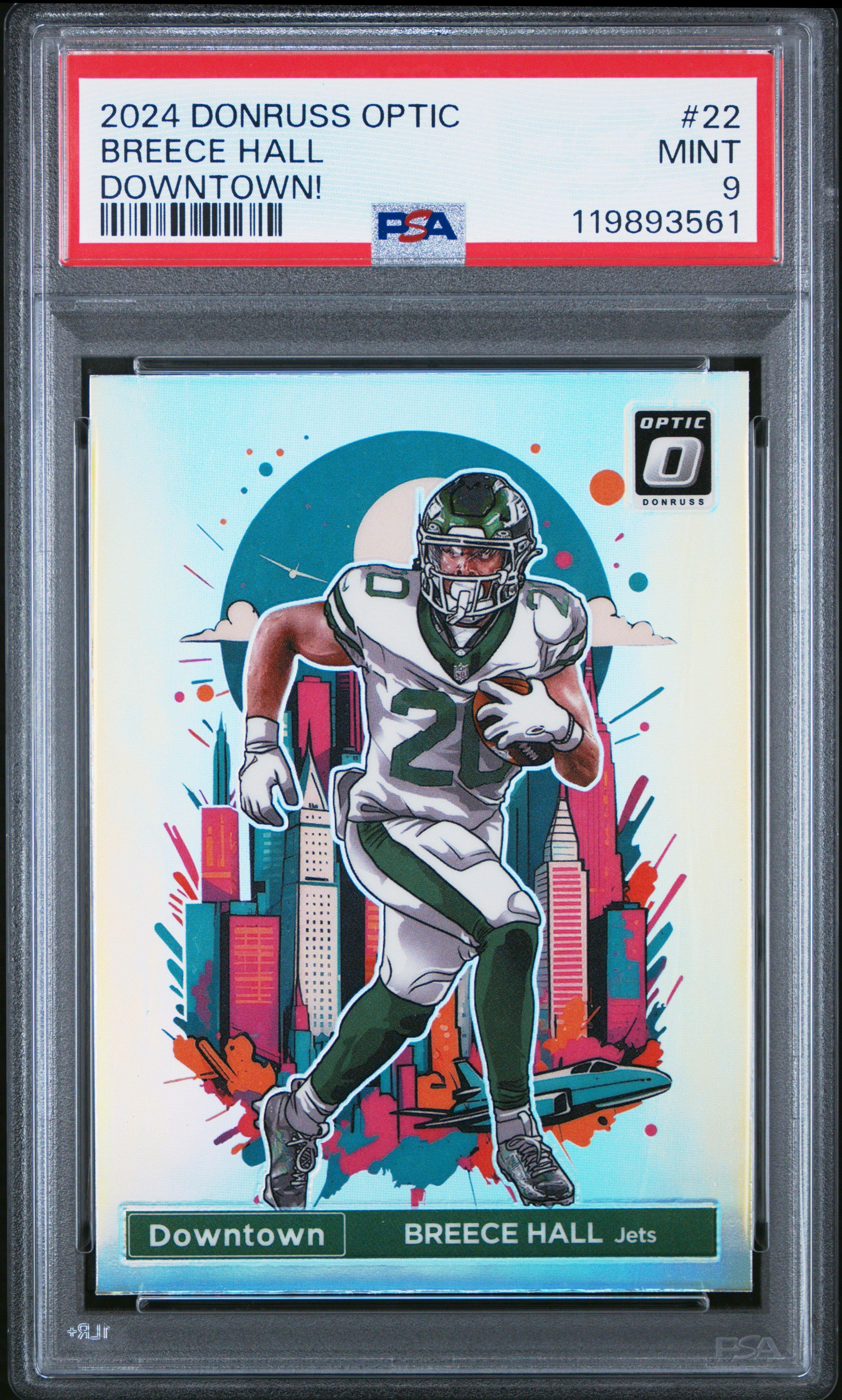 2024 Panini Donruss Optic Downtown! 22 Breece Hall PSA 9