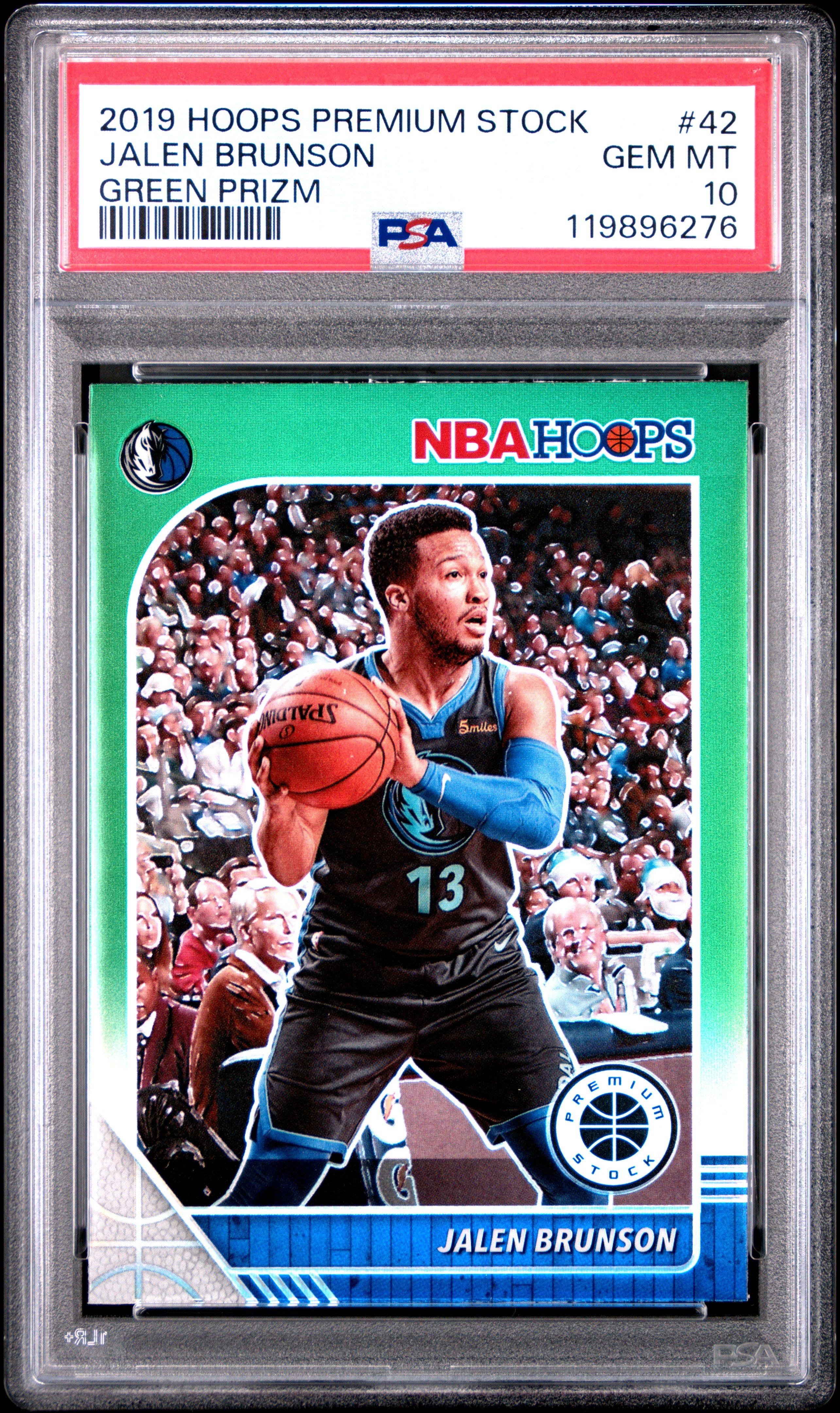 2019 Panini Hoops Premium Stock 42 Jalen Brunson Green Prizm PSA 10