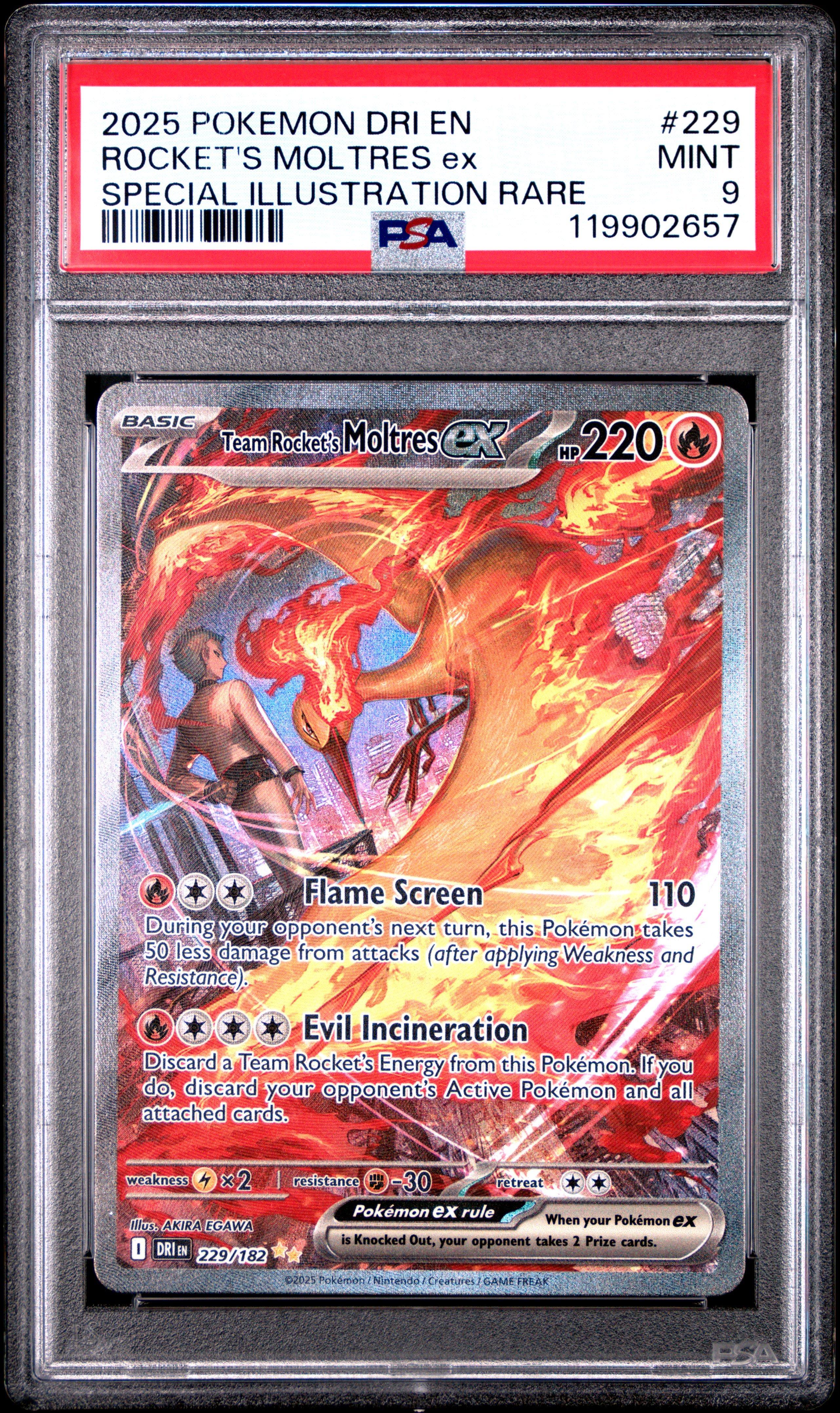2025 Pokemon Dri En-destined Rivals 229 Team Rocket's Moltres Ex