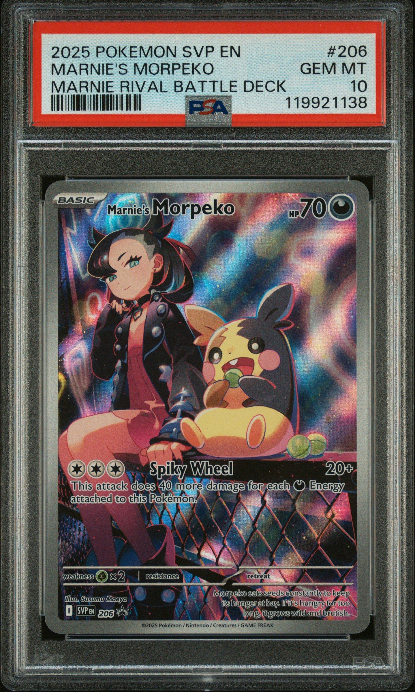 2025 Pokemon SVP Black Star Promo 206 Marnies Morpeko Marnie Rival Battle Deck PSA 10