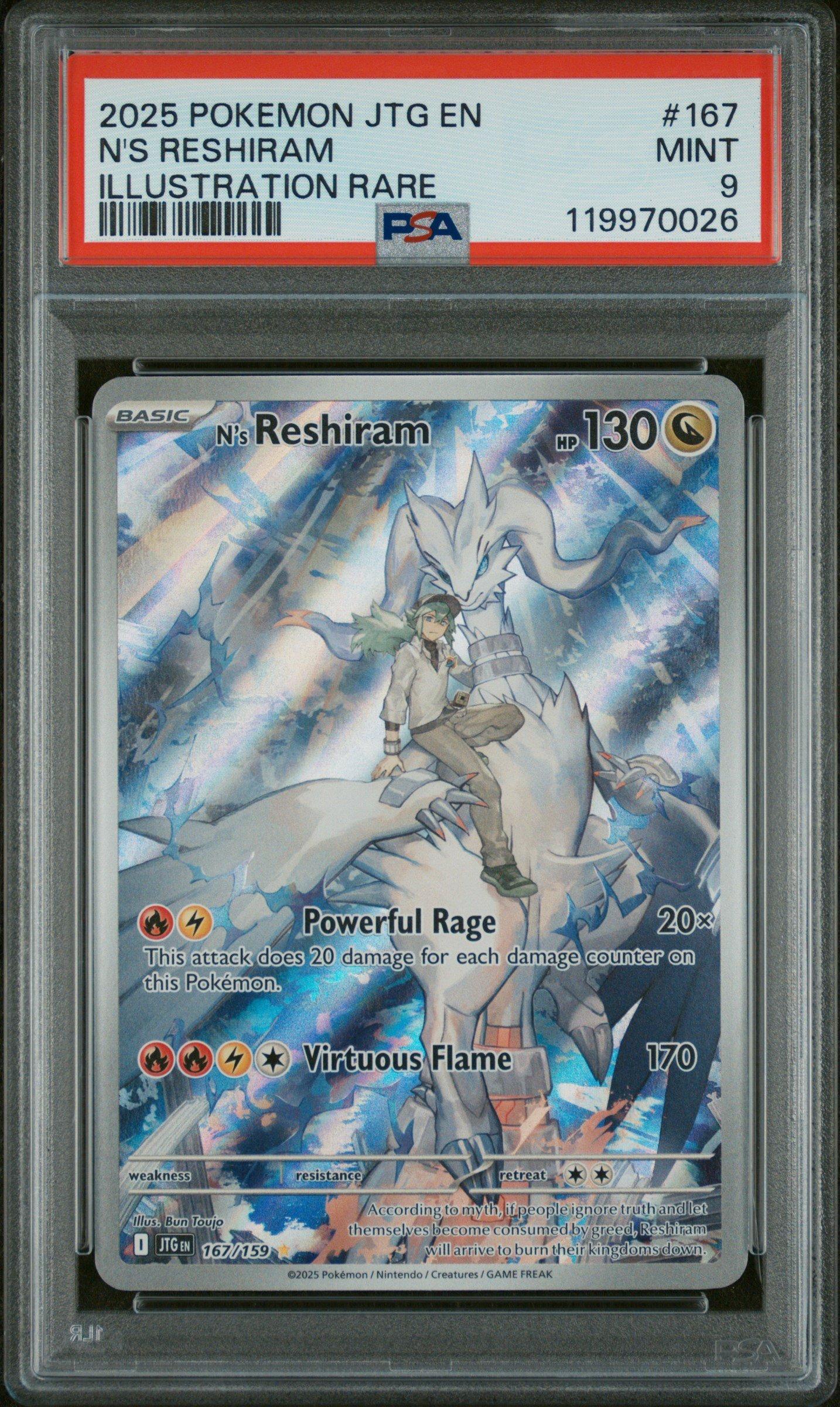 2025 Pokemon Jtg En-journey Together 167 N's Reshiram Illustration Rare PSA  9 Graded Card | GameStop
