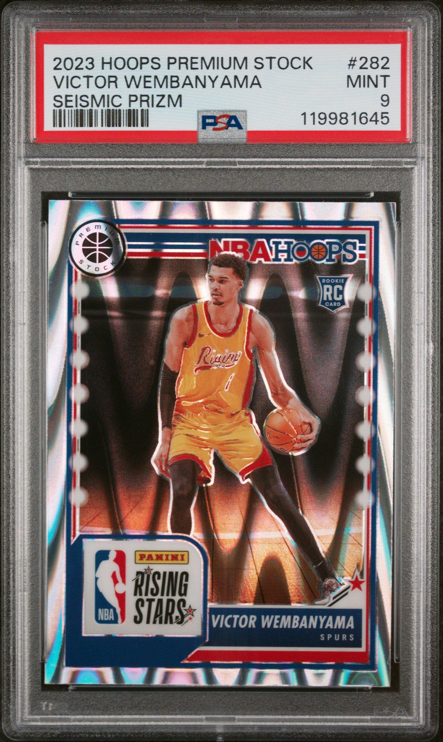 2023 Panini Hoops Premium Stock 282 Victor Wembanyama Seismic Prizm PSA 9