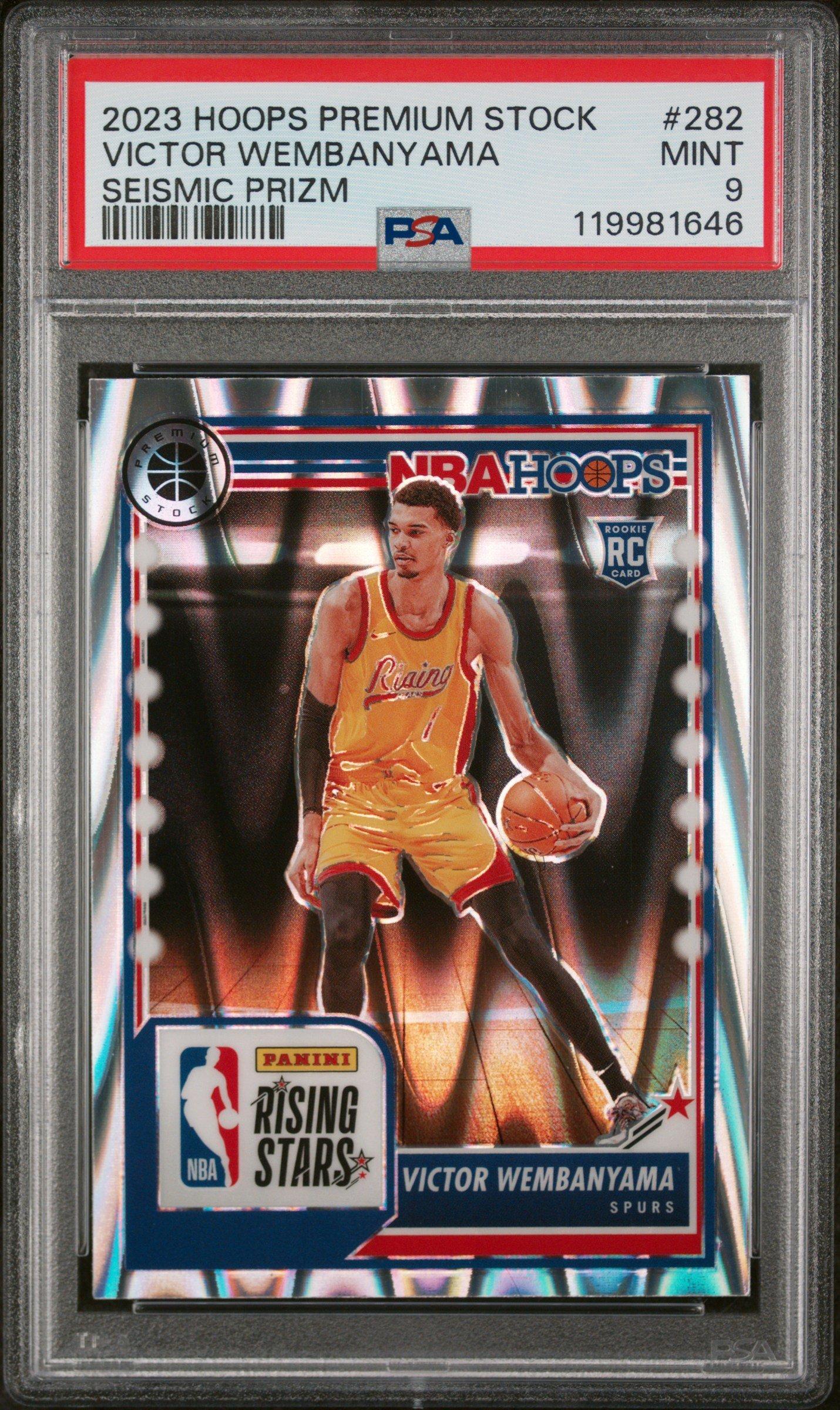 2023 Panini Hoops Premium Stock 282 Victor Wembanyama Seismic Prizm PSA 9
