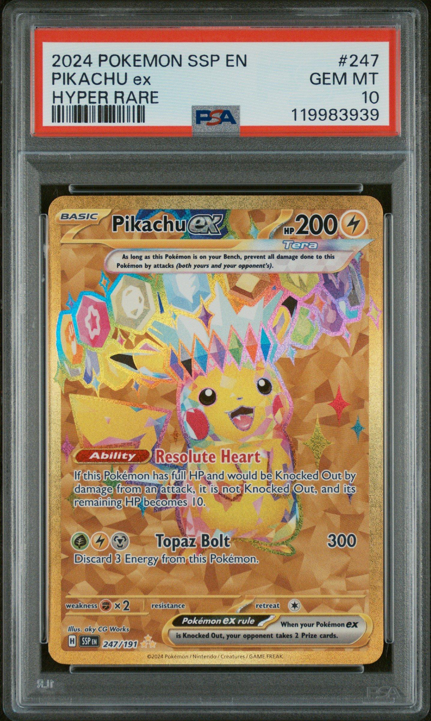2024 Pokemon Ssp En-surging Sparks 247 Pikachu Ex Hyper Rare PSA