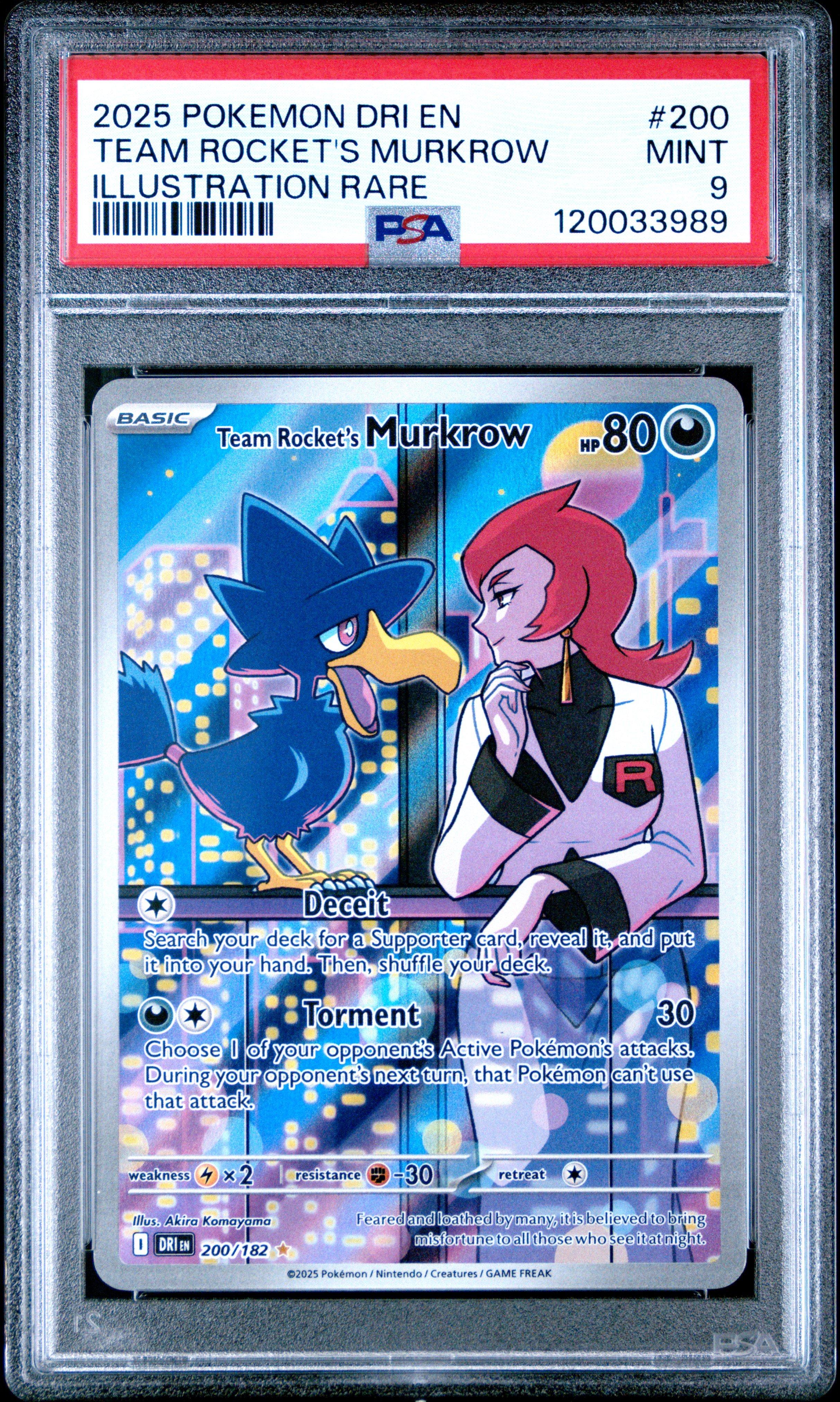 2025 Pokemon Dri En-destined Rivals 200 Team Rocket's Murkrow Illustration Rare PSA