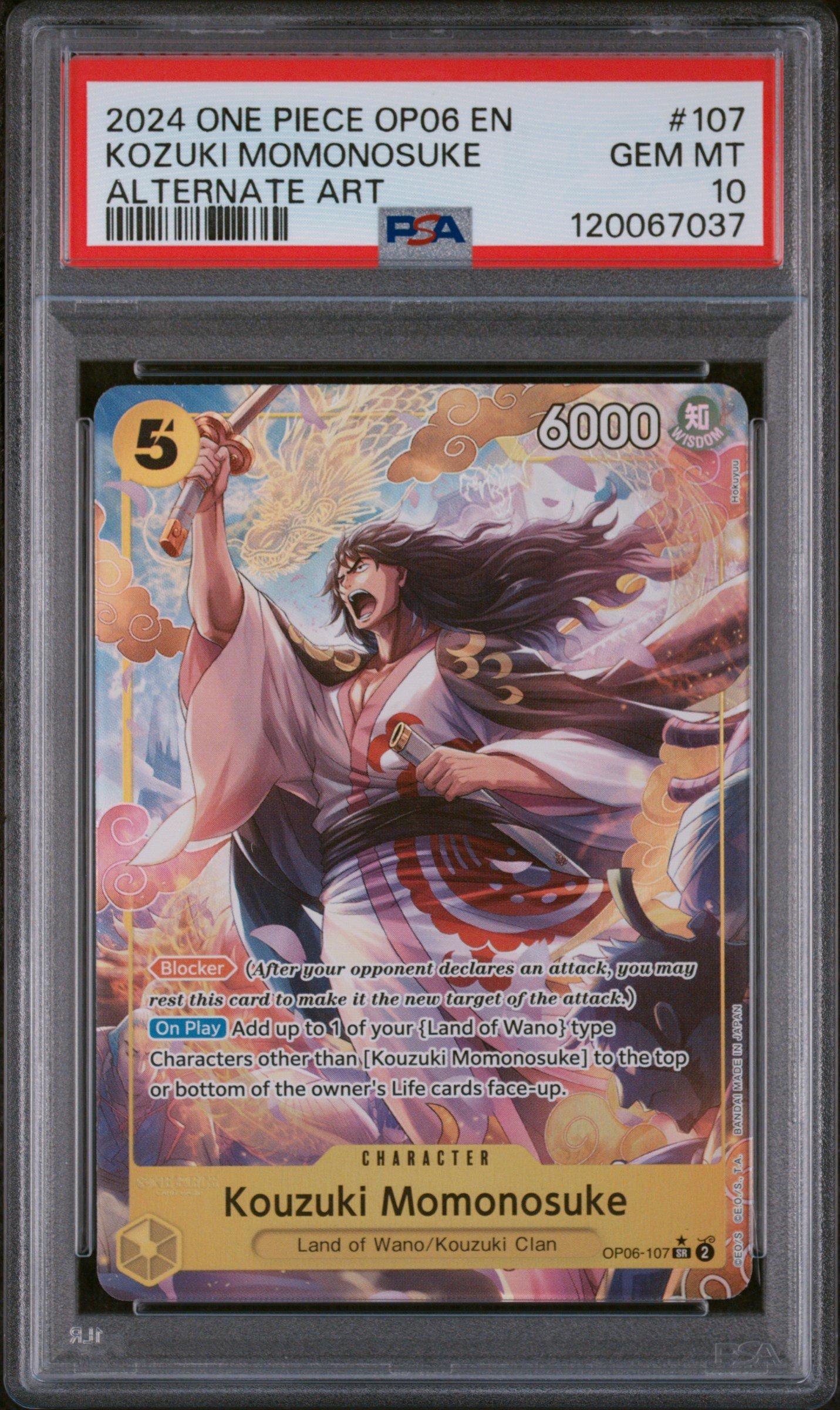 2024 One Piece Op06-wings Of The Captain 107 Kozuki Momonosuke Alternate Art PSA 10