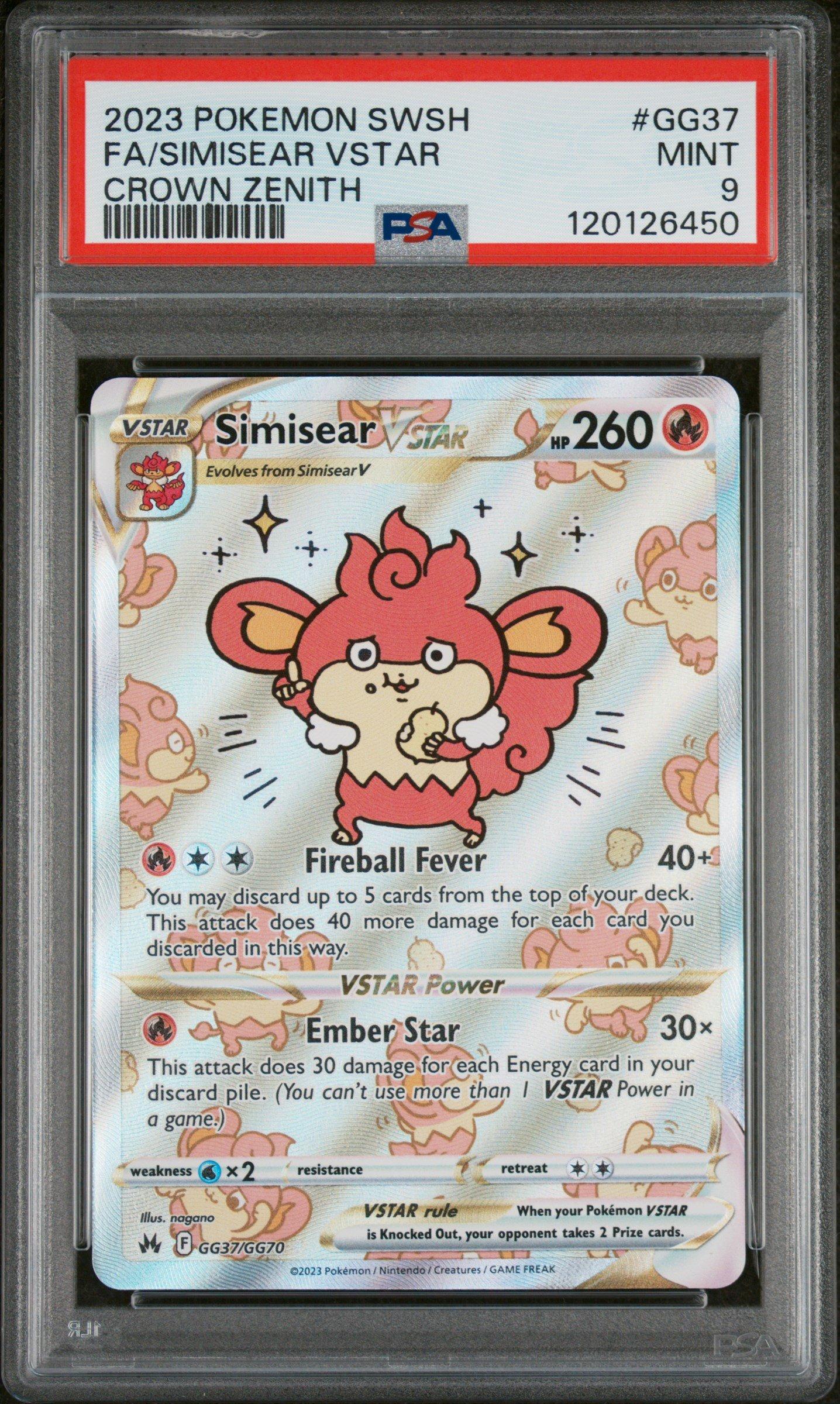2023 Pokemon Sword And Shield Crown Zenith Gg37 Full Art/simisear