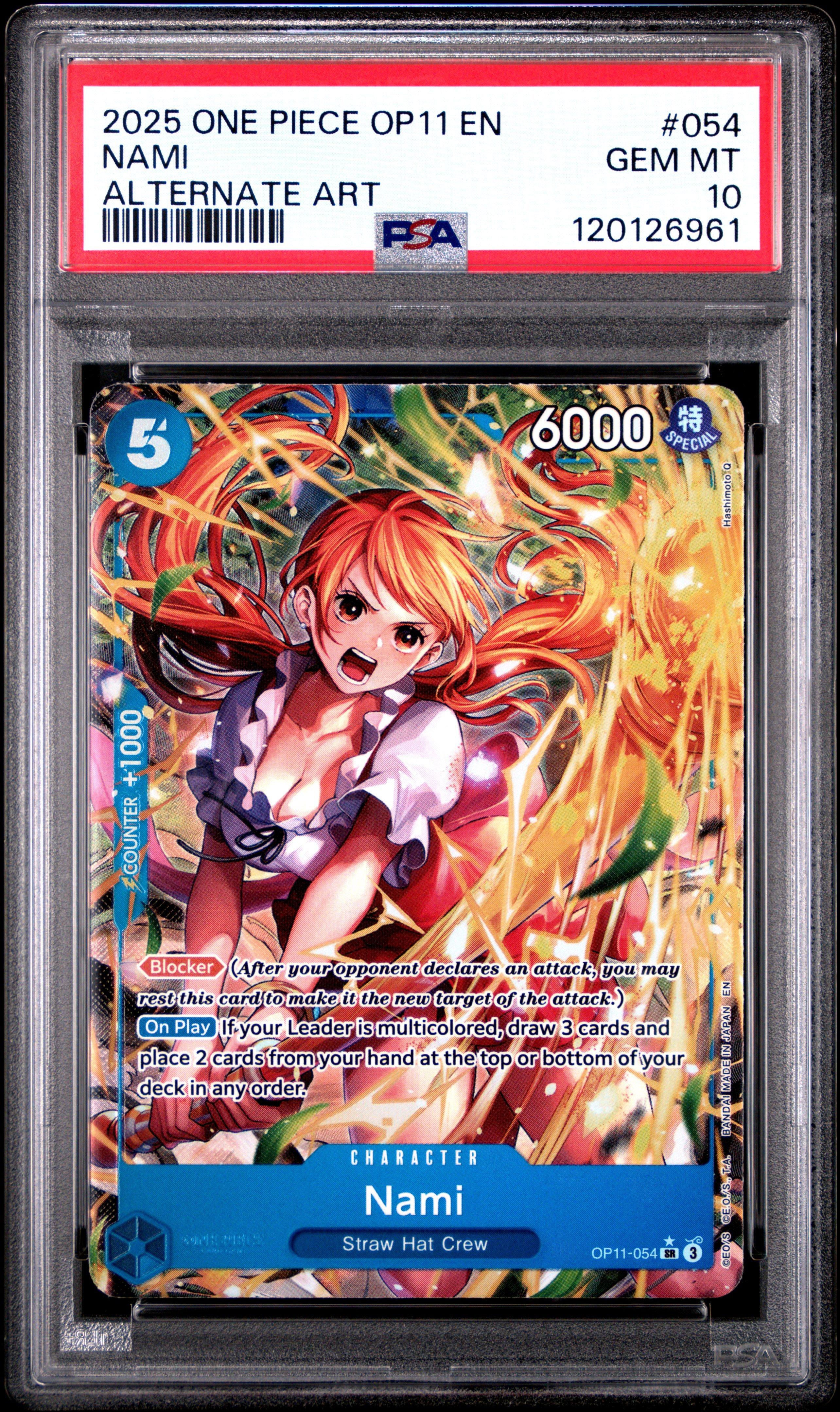 2025 One Piece Op11-a Fist Of Divine Speed Nami Alternate Art PSA