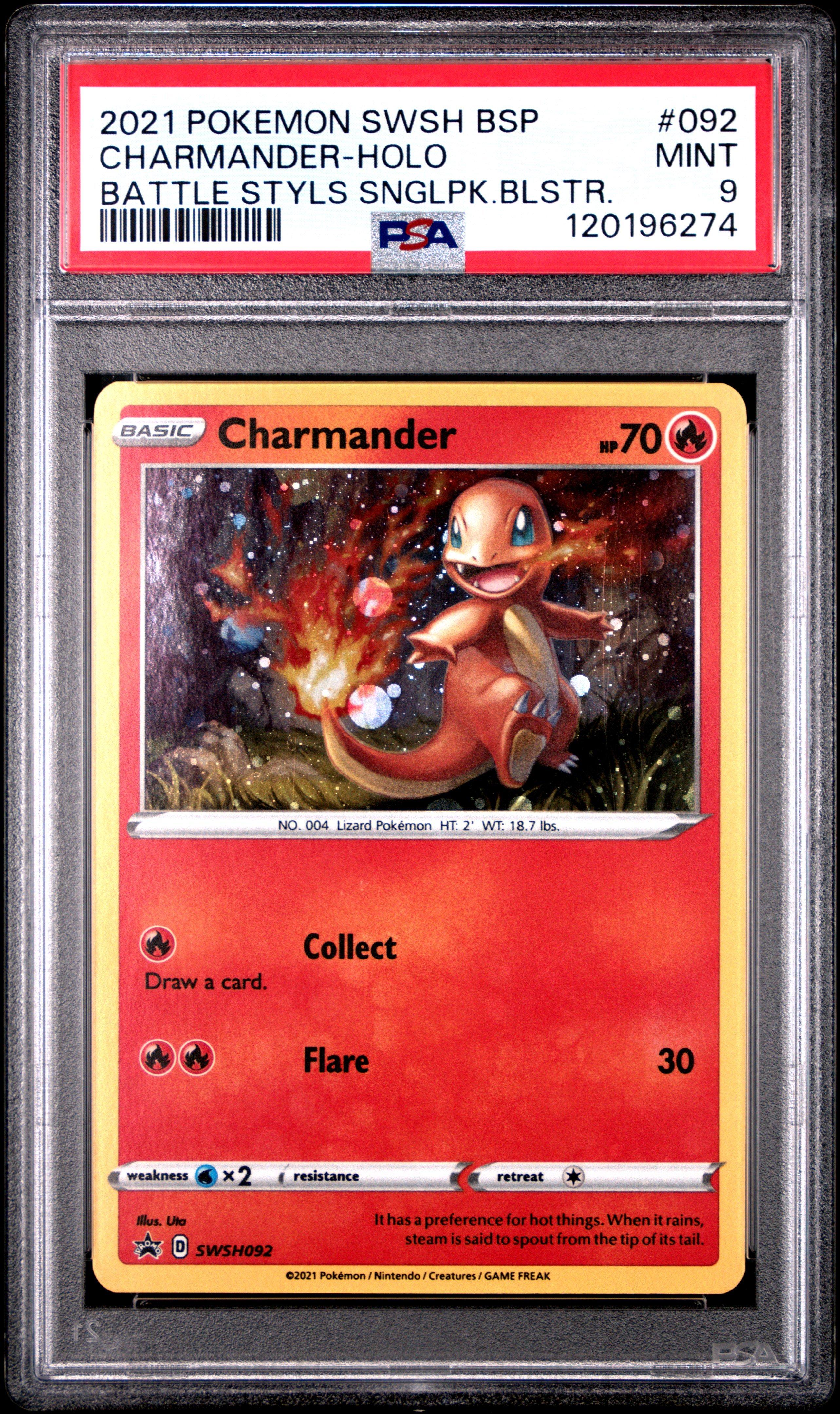 2021 Pokemon Swsh Black Star Promo 092 Charmander-holo Battle Styles Single Pack Blister PSA 9