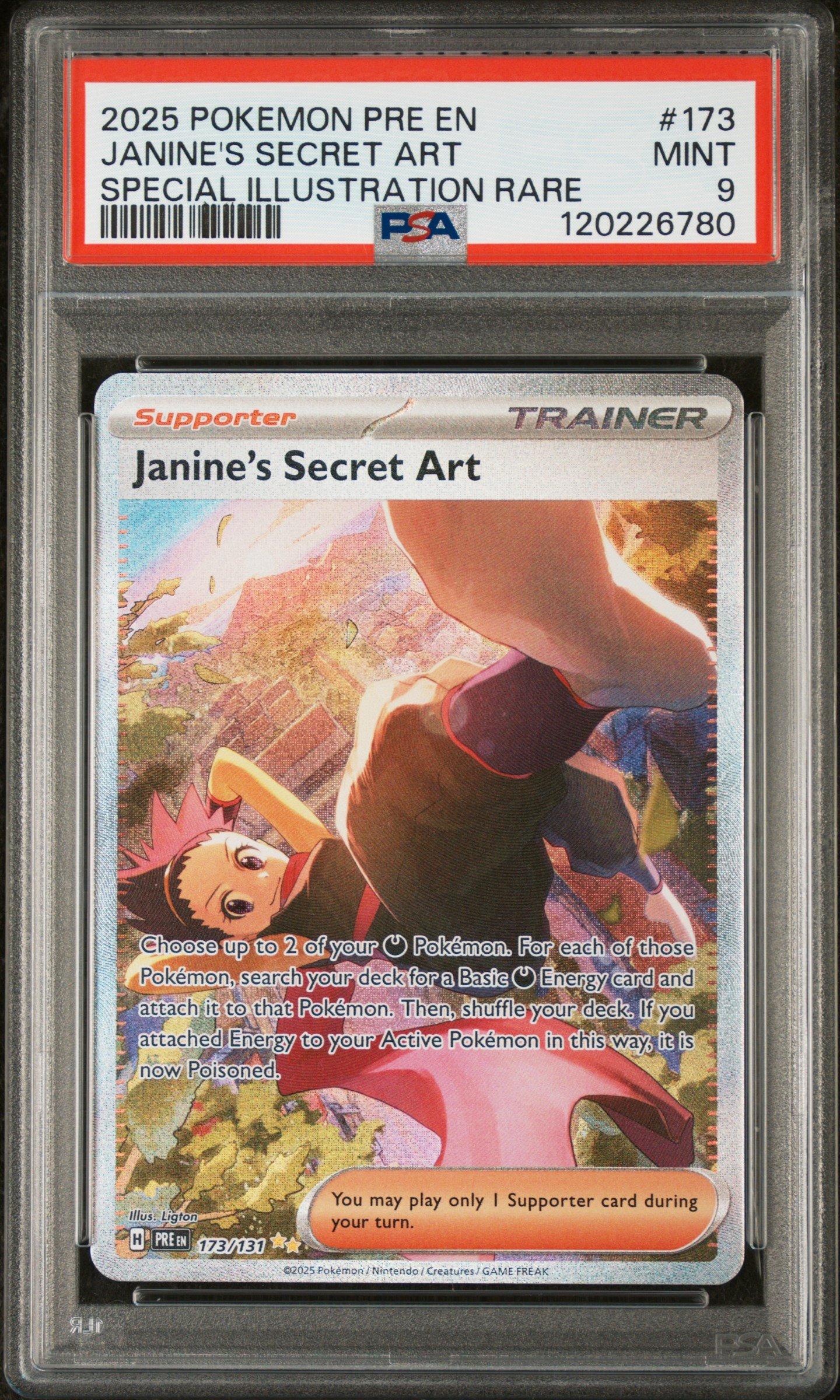 2025 Pokemon Pre En-prismatic Evolutions 173 Janine's Secret Art Special Illustration Rare PSA