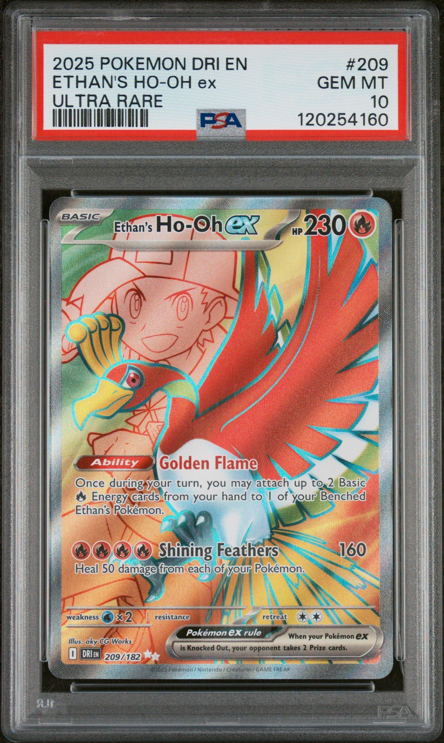 2025 Pokemon Dri En-destined Rivals 209 Ethan's Ho-oh Ex Ultra Rare PSA