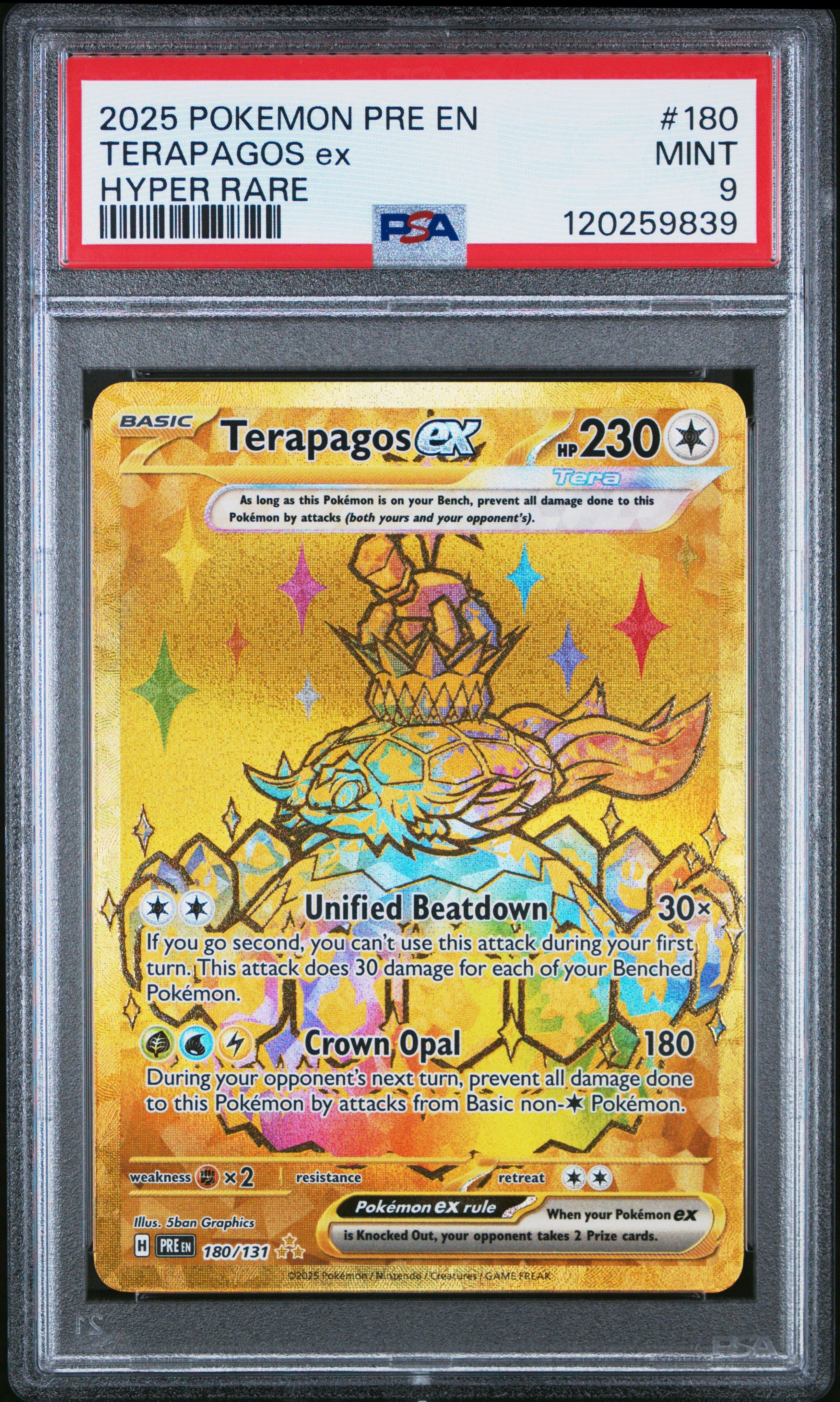 2025 Pokemon Pre En-prismatic Evolutions 180 Terapagos Ex Hyper Rare PSA 9