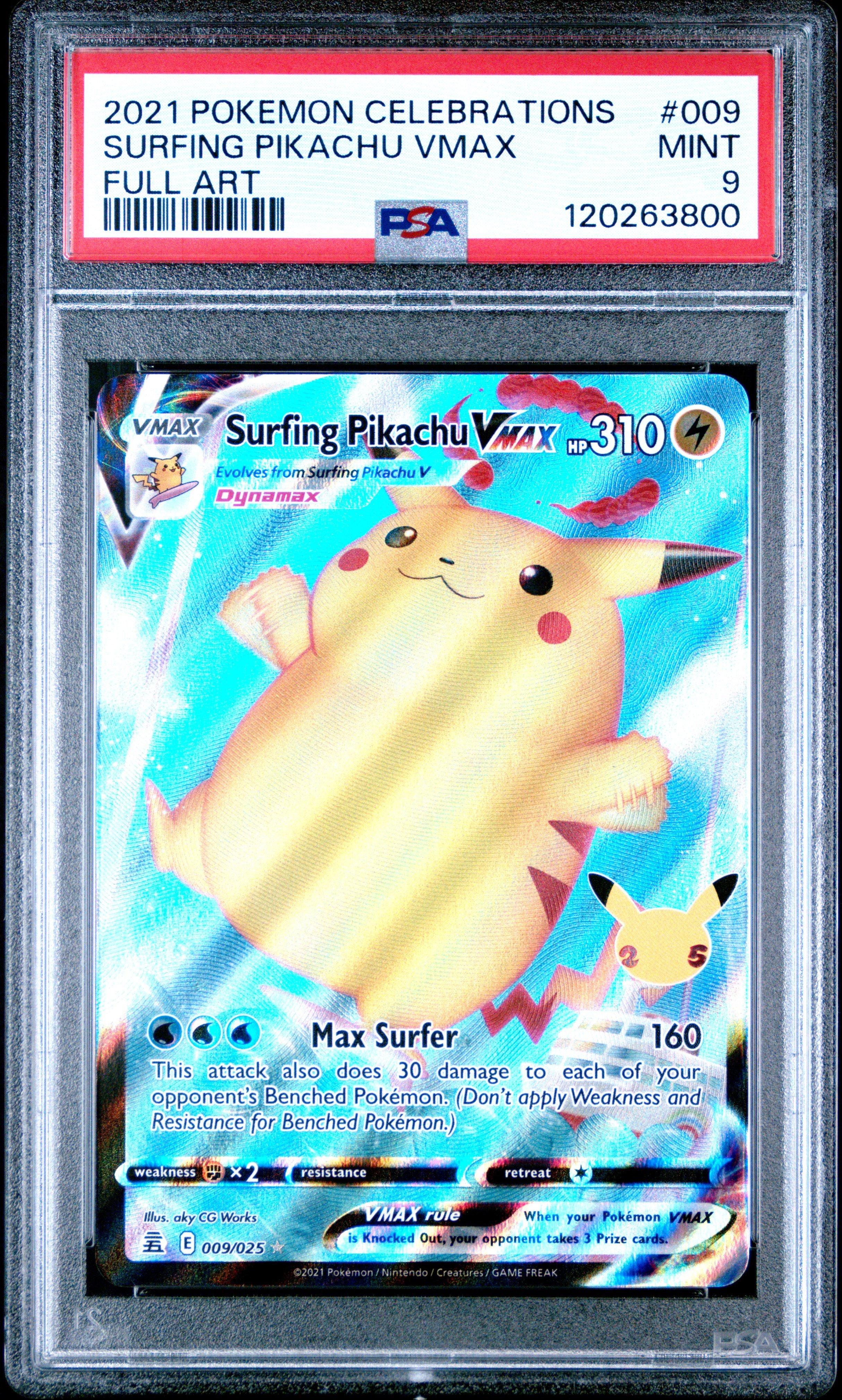 2021 Pokemon Celebrations 009 Full Art/surfing Pikachu Vmax PSA 9