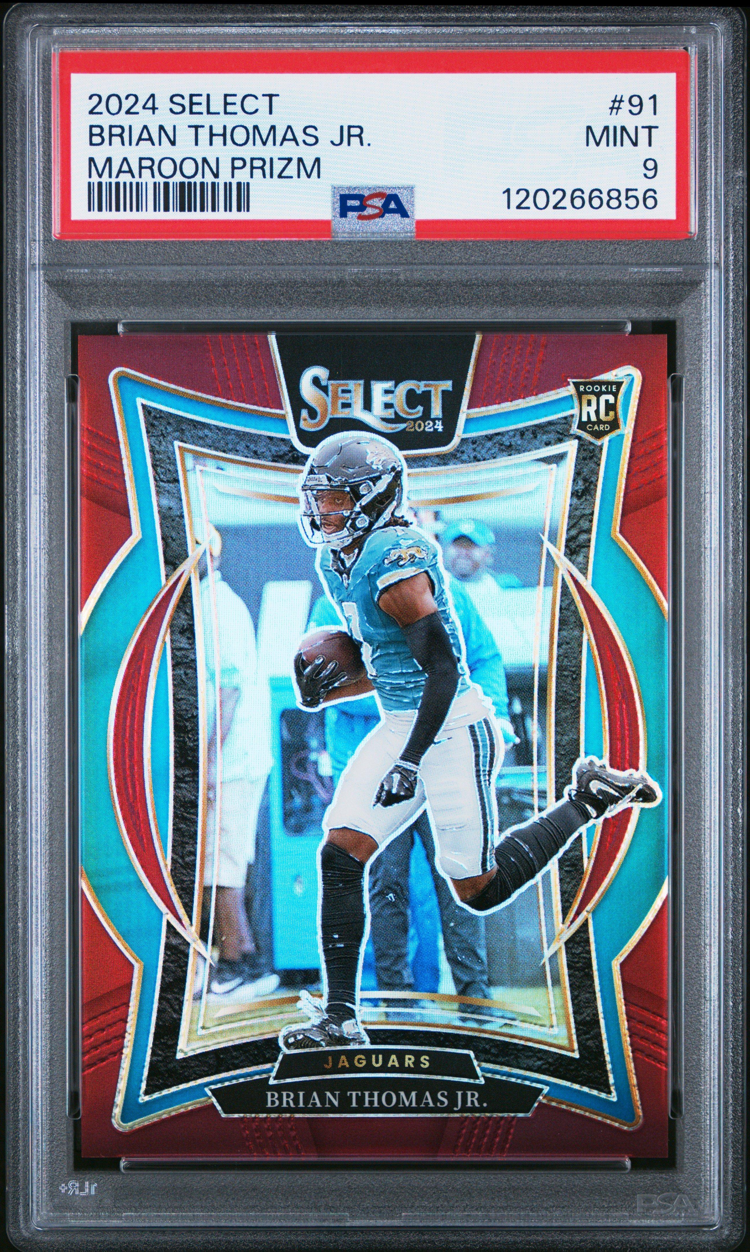 2024 Panini Select 91 Brian Thomas Jr. Maroon Prizm PSA 9