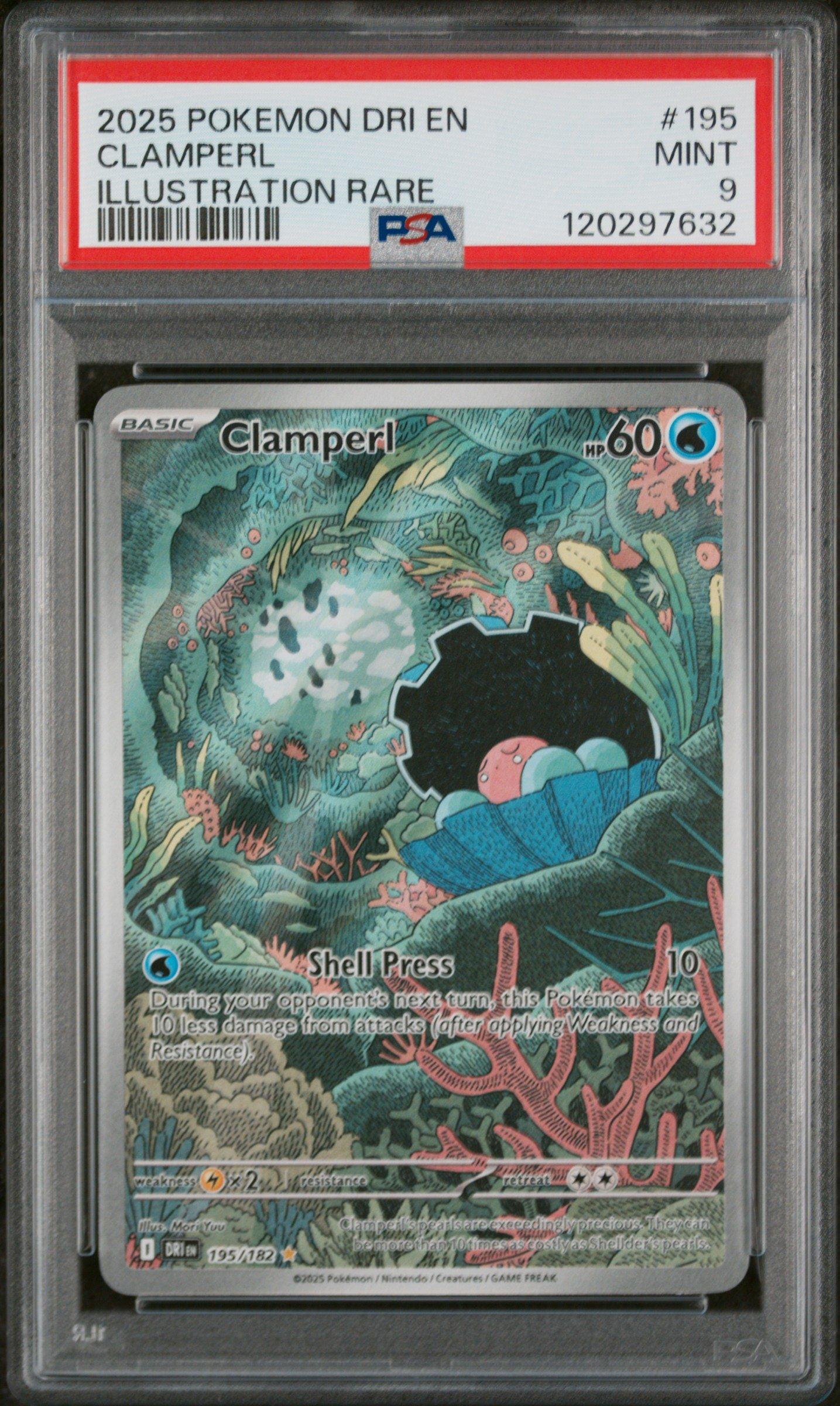 2025 Pokemon Dri En-destined Rivals 195 Clamperl Illustration Rare