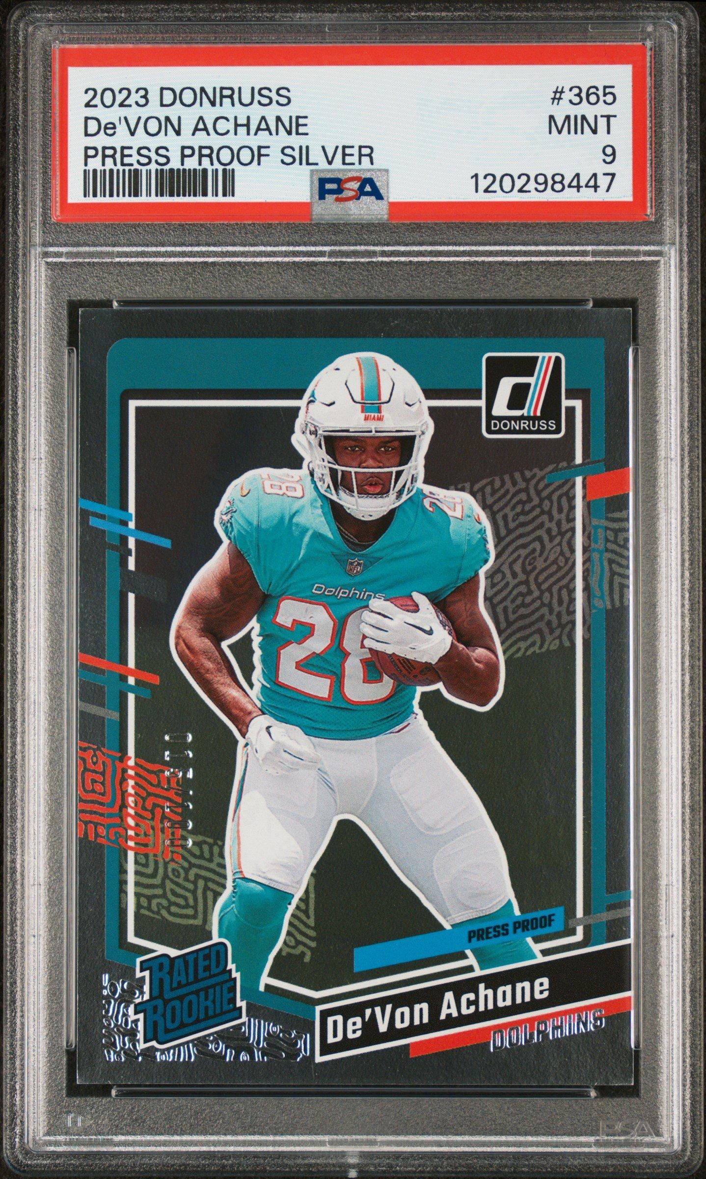 2023 Panini Donruss 365 De'von Achane Press Proof Silver PSA 9