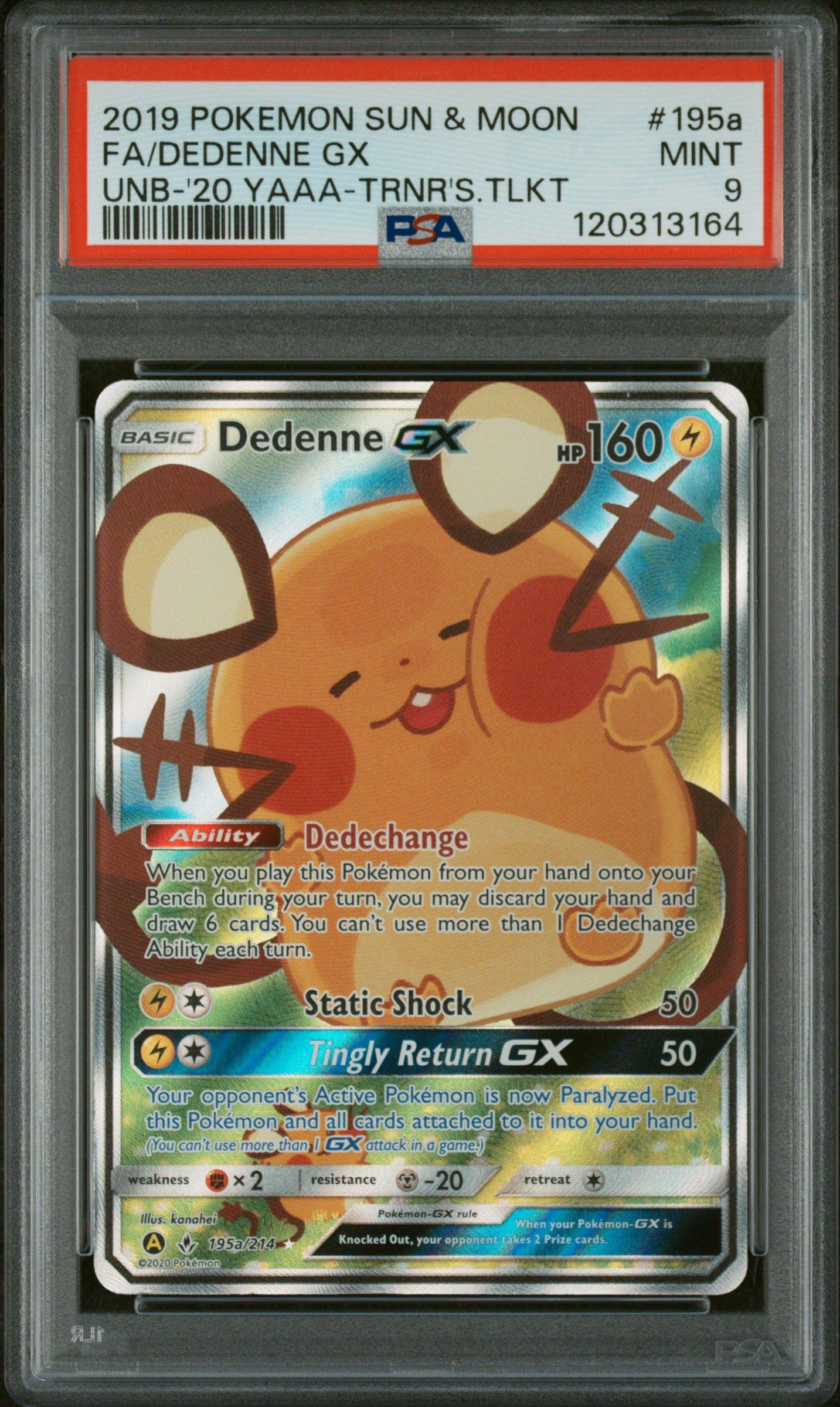 2019 Pokemon Sun & Moon Unbroken Bonds 195a Full Art/dedenne Gx
