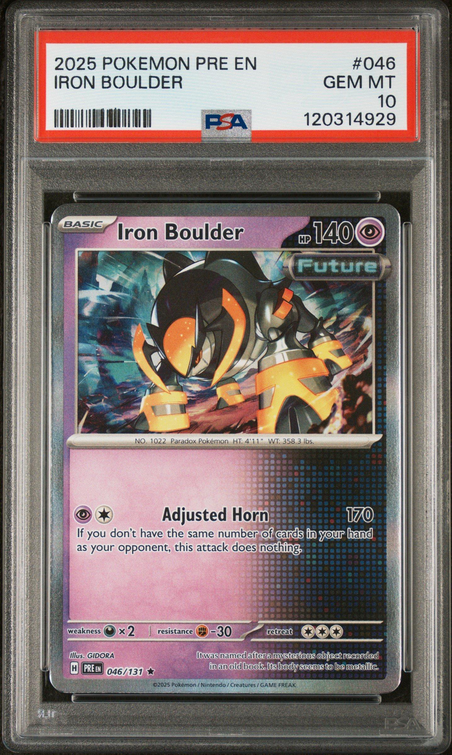 2025 Pokemon Pre En-prismatic Evolutions 046 Iron Boulder PSA 10