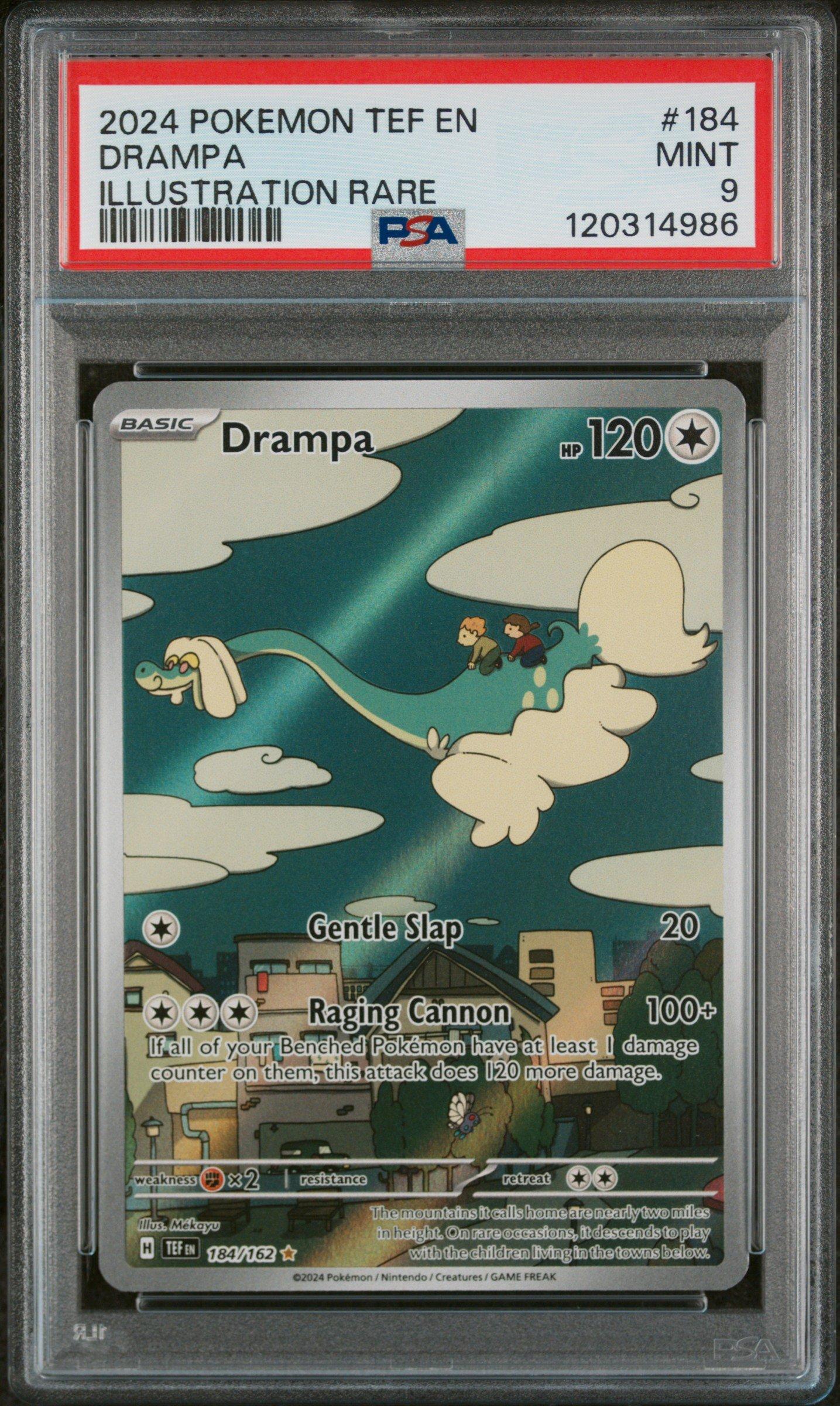 2024 Pokemon Tef En-temporal Forces 184 Drampa Illustration Rare PSA
