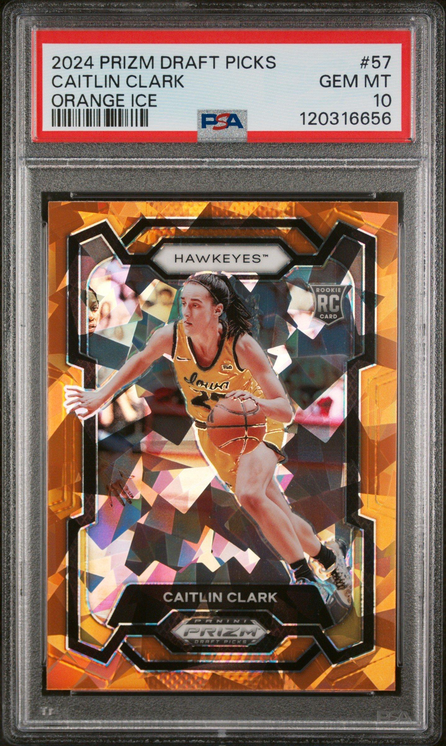 2024 Panini Prizm Draft Picks 57 Caitlin Clark Orange Ice PSA 10