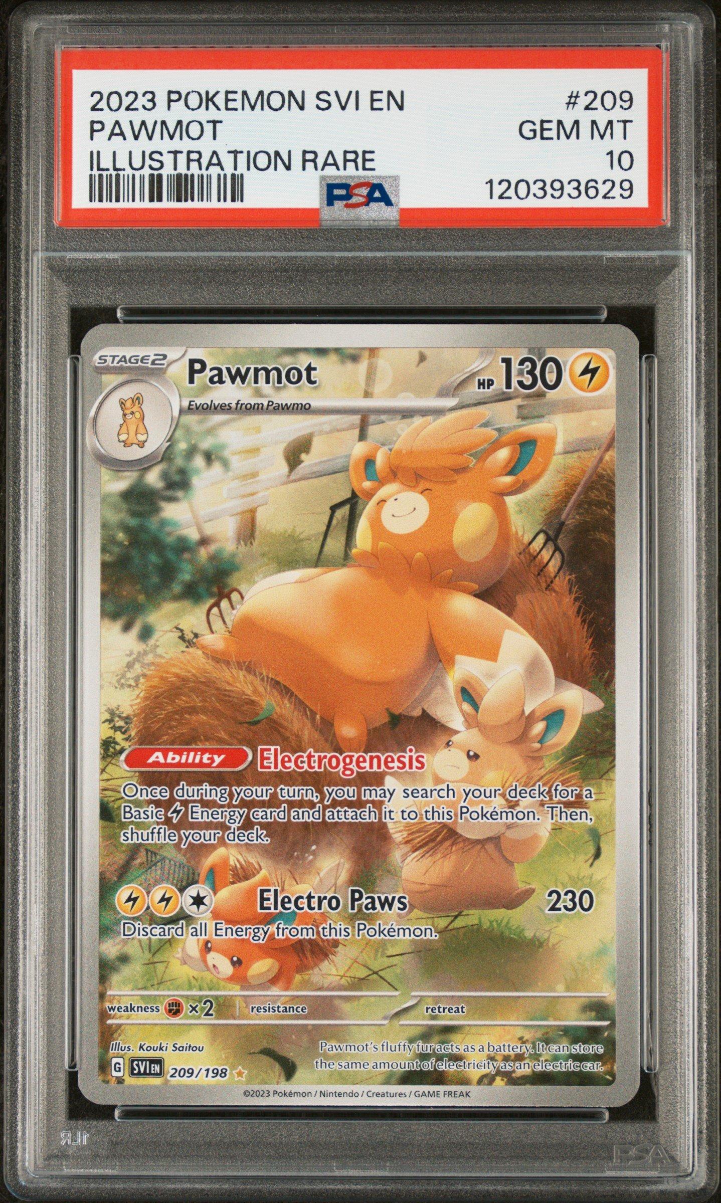 2023 Pokemon Svi En-scarlet & Violet 209 Pawmot Illustration Rare PSA