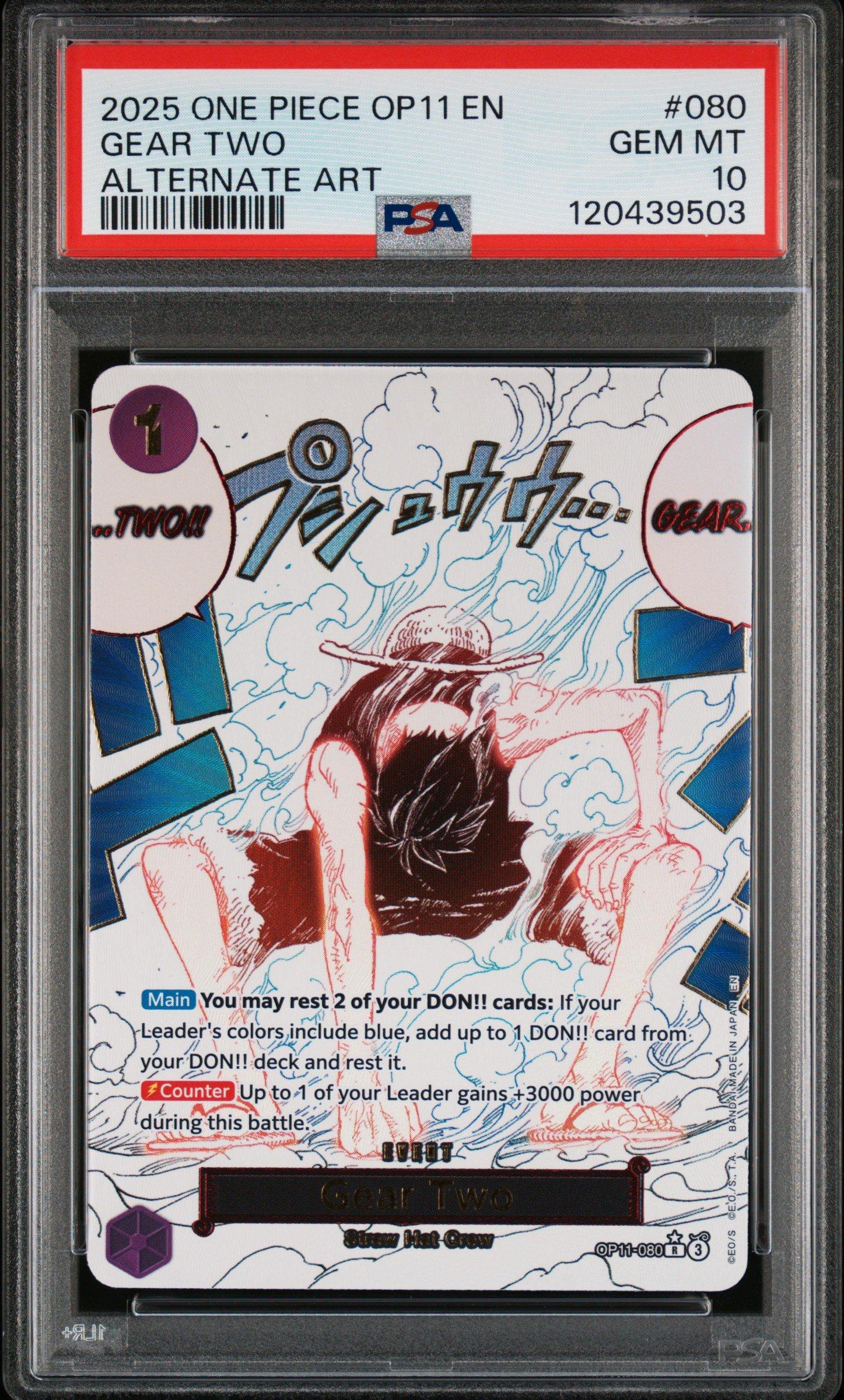 PSA10 2025 ONE PIECE OP11 JP ギア2 PSA 10 Gear 2 OP11-080 Luffy Parallel A Fist of Divine Speed