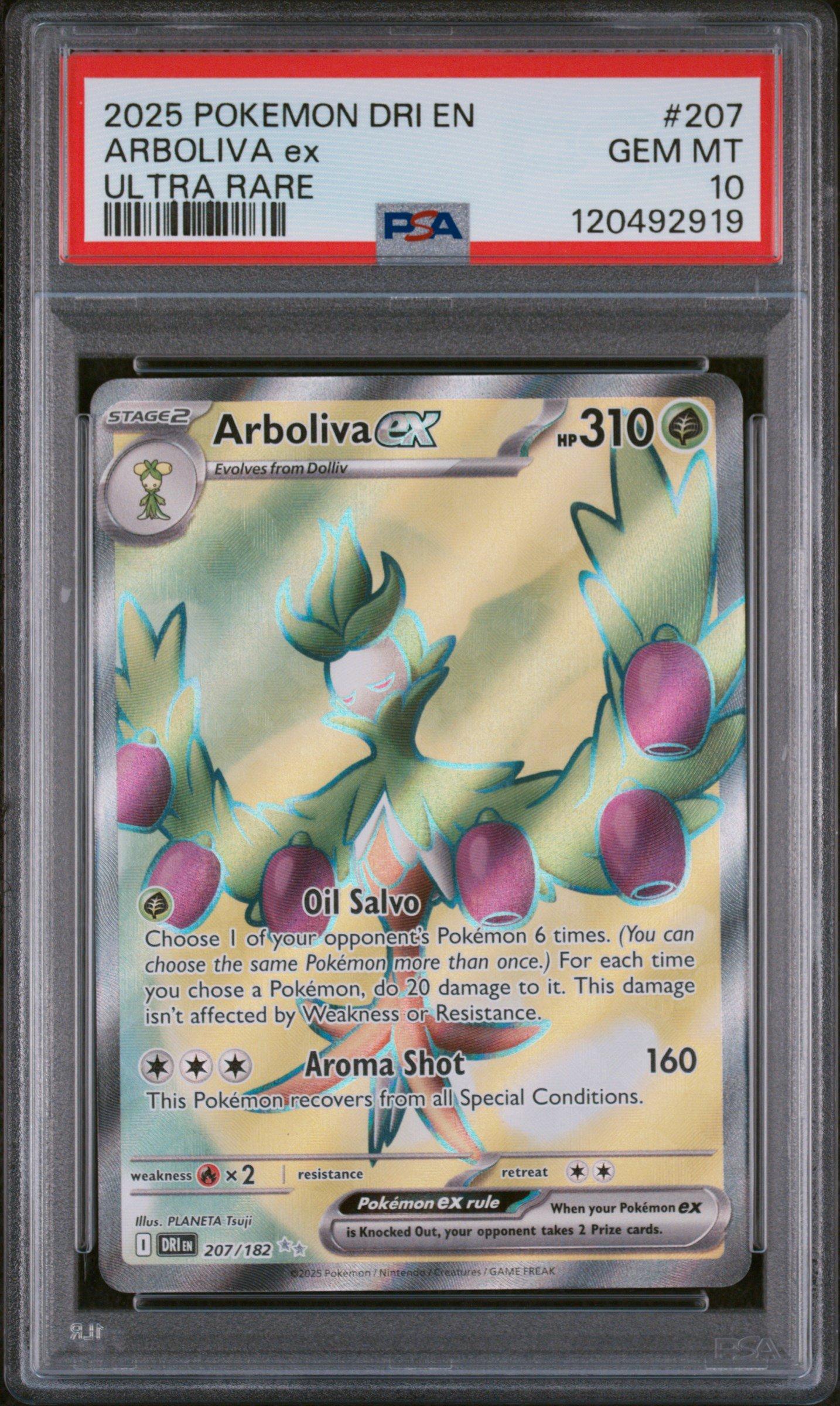2025 Pokemon Dri En-destined Rivals 207 Arboliva Ex Ultra Rare PSA 10
