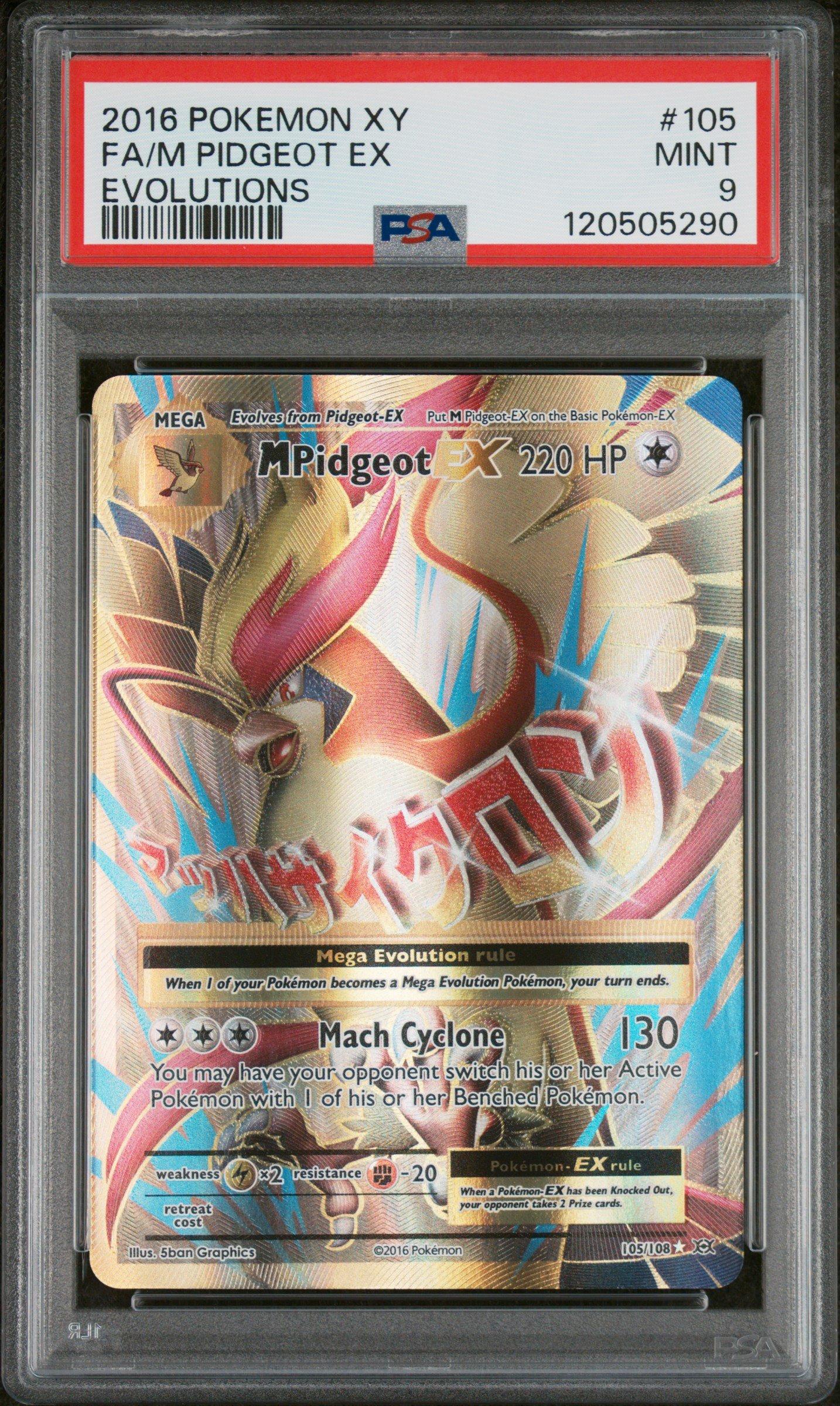 2016 Pokemon Xy Evolutions 105 Full Art/m Pidgeot Ex PSA 9 Graded