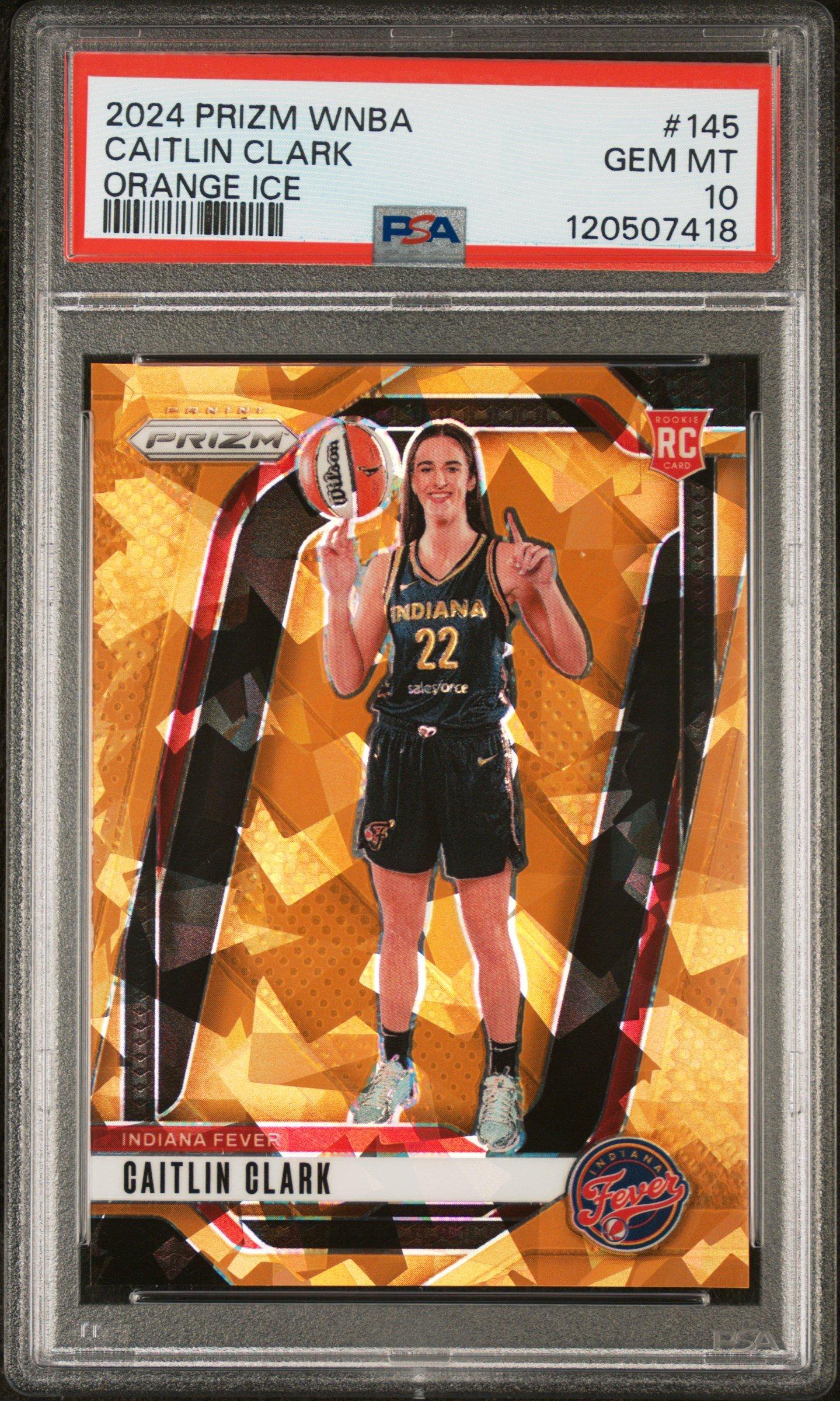 2024 Panini Prizm Wnba 145 Caitlin Clark Orange Ice PSA 10 Graded