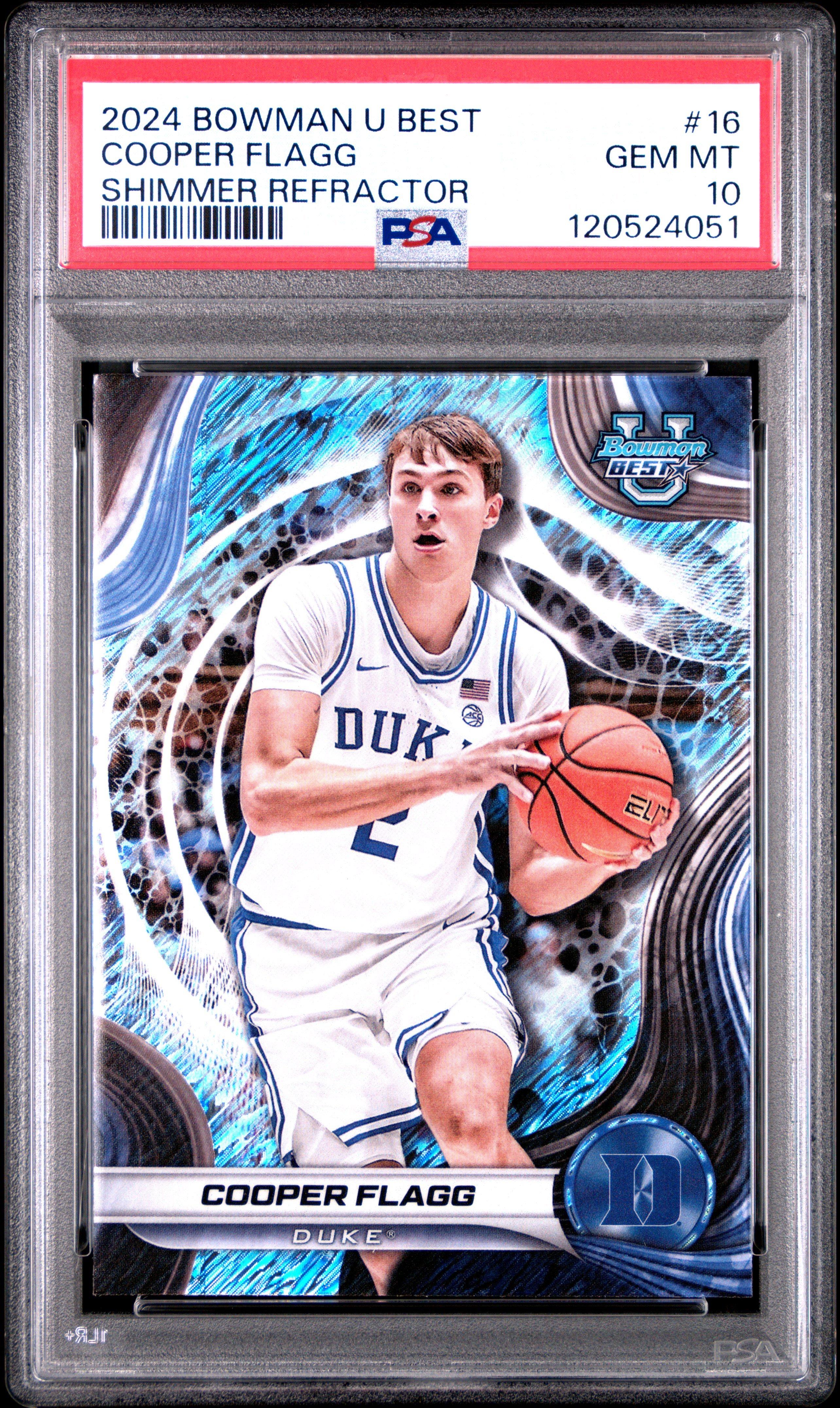 2024 Bowman University Best 16 Cooper Flagg Shimmer Refractor PSA 