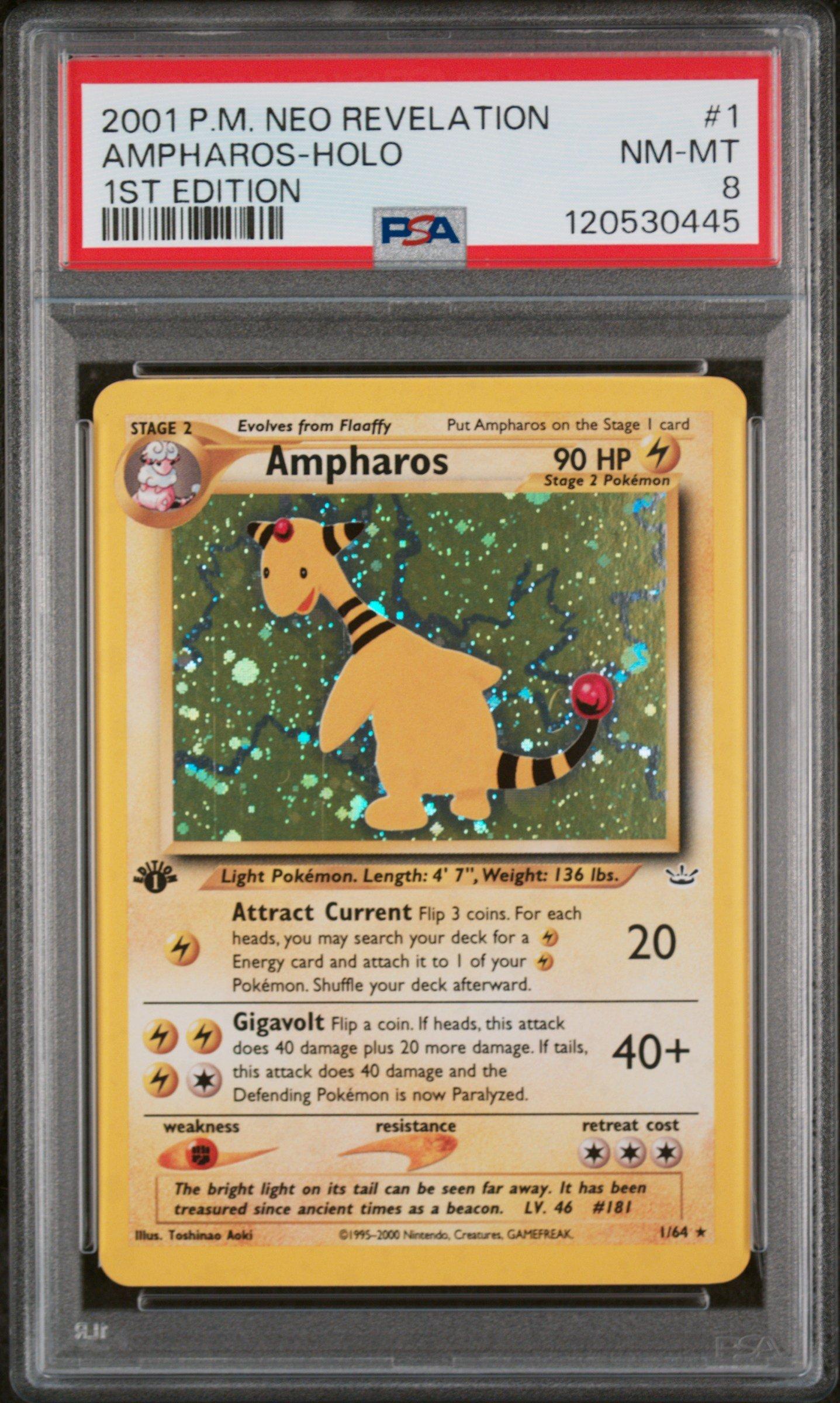 2001 Pokemon Neo Revelation 1st Edition 1 Ampharos-holo PSA 8