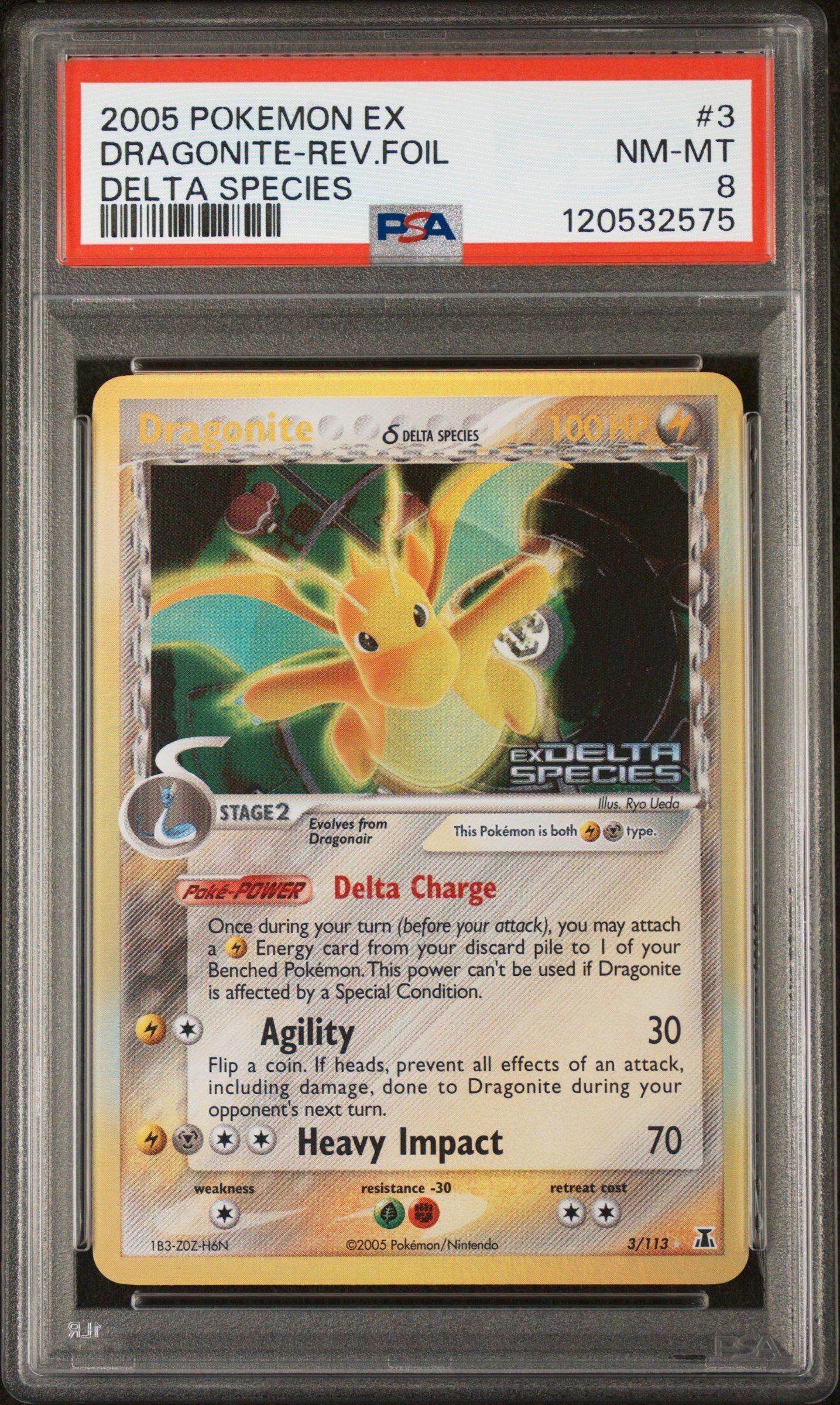 2005 Pokemon Ex Delta Species 3 Dragonite-reverse Foil PSA 8