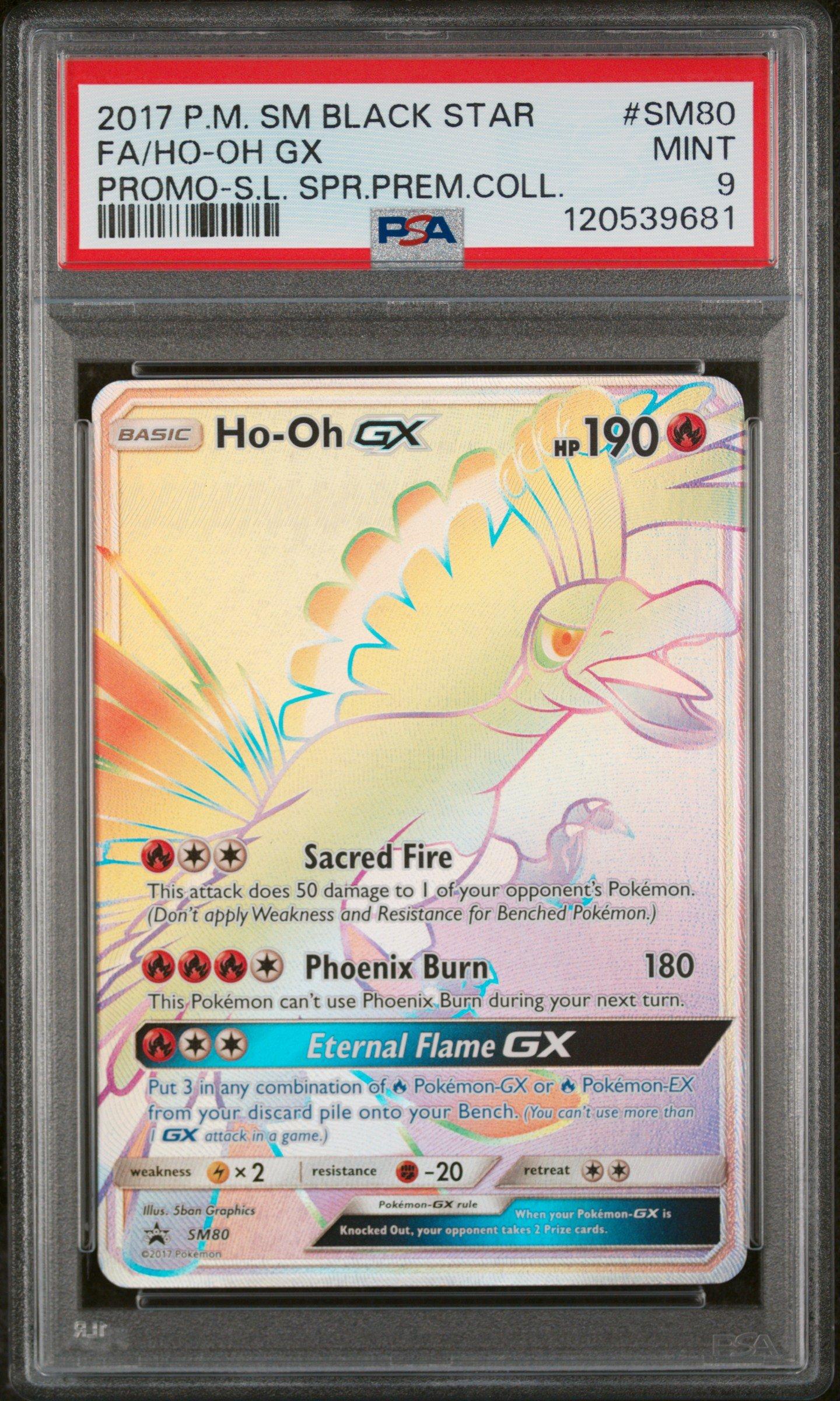 2017 Pokemon Sm Black Star Promo Sm80 Full Art/ho-oh Gx Shining Legends Super Premium Collection PSA