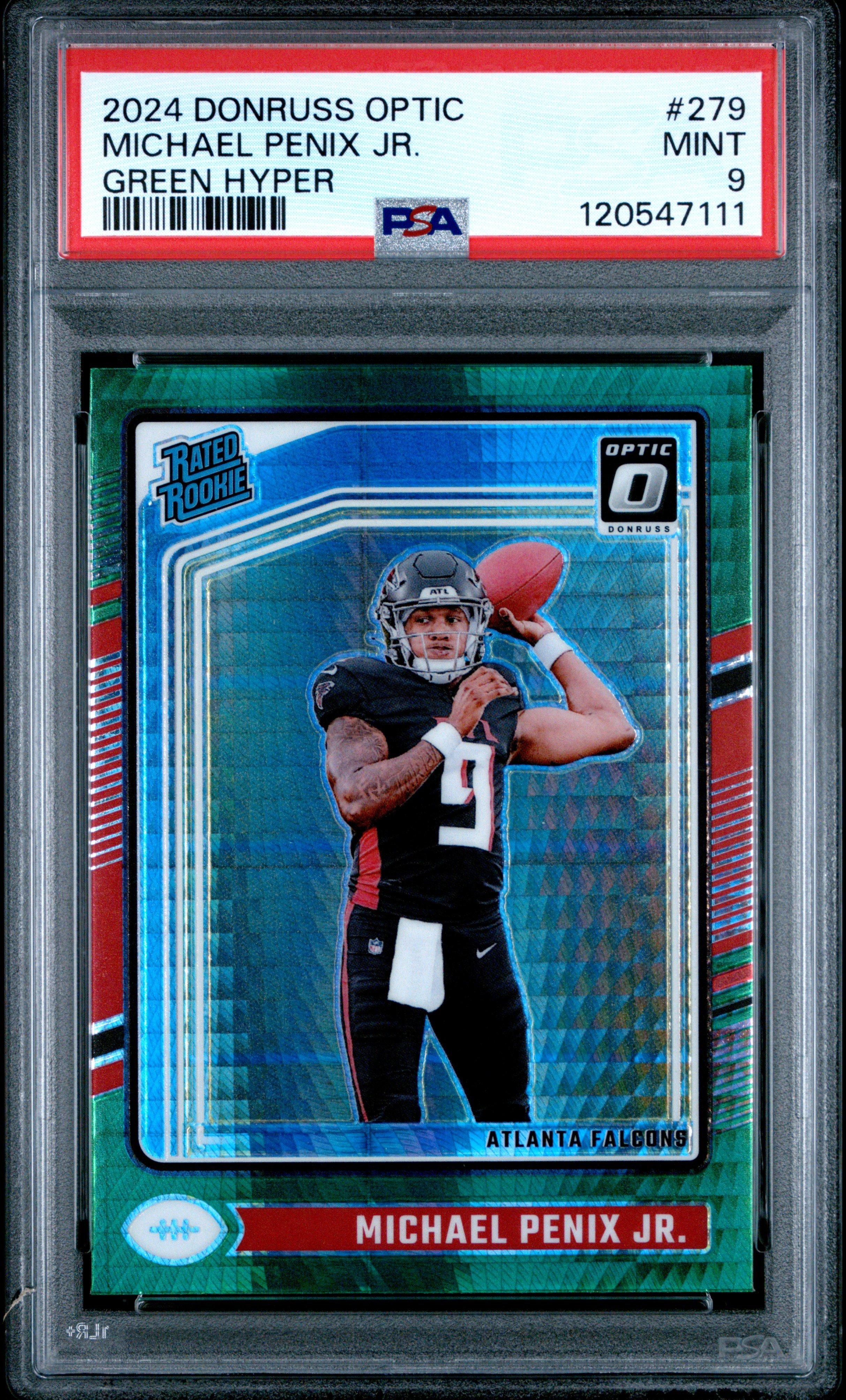 2024 Panini Donruss Optic 279 Michael Penix Jr. Green Hyper PSA 9
