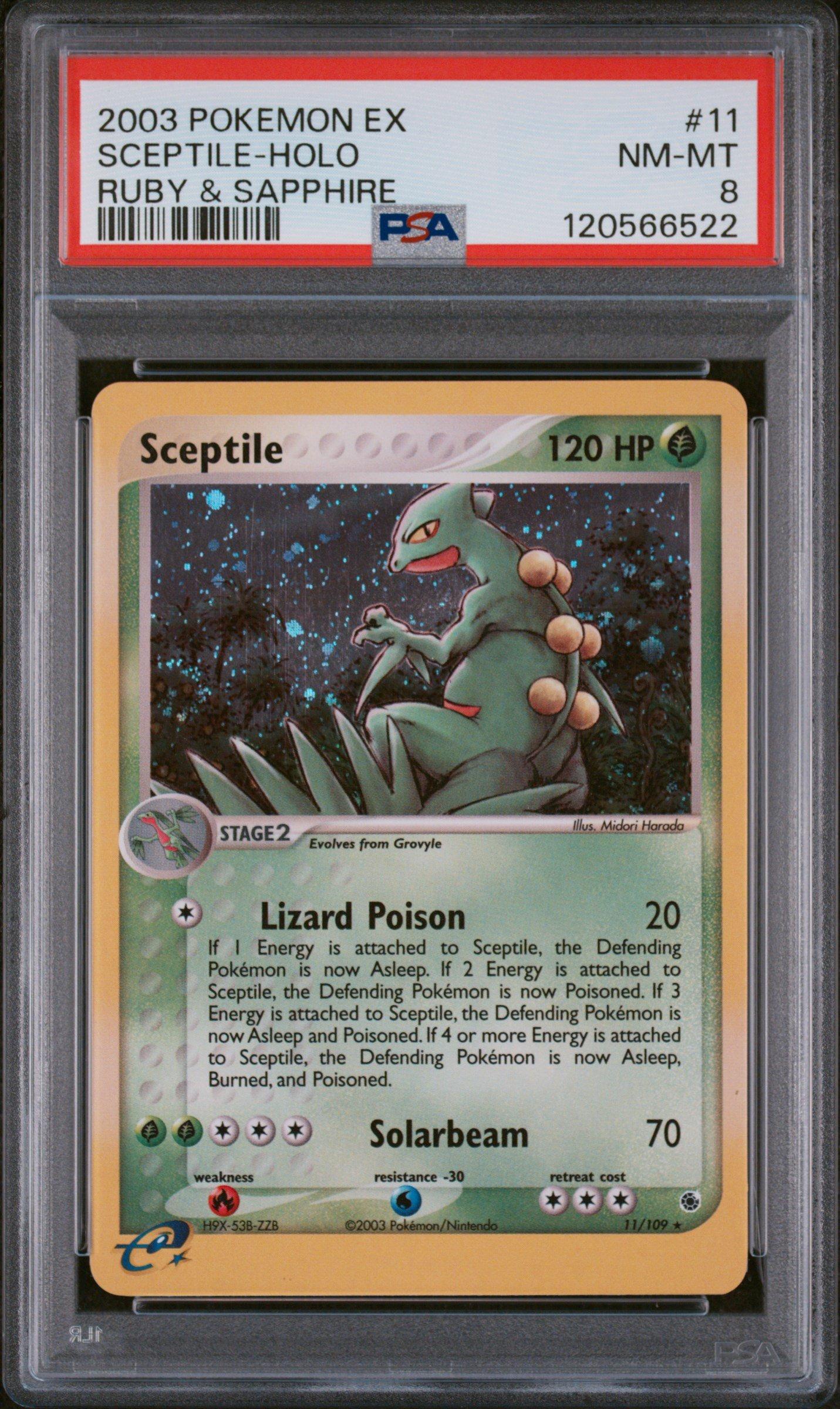 2003 Pokemon Ex Ruby & Sapphire 11 Sceptile-holo PSA 8
