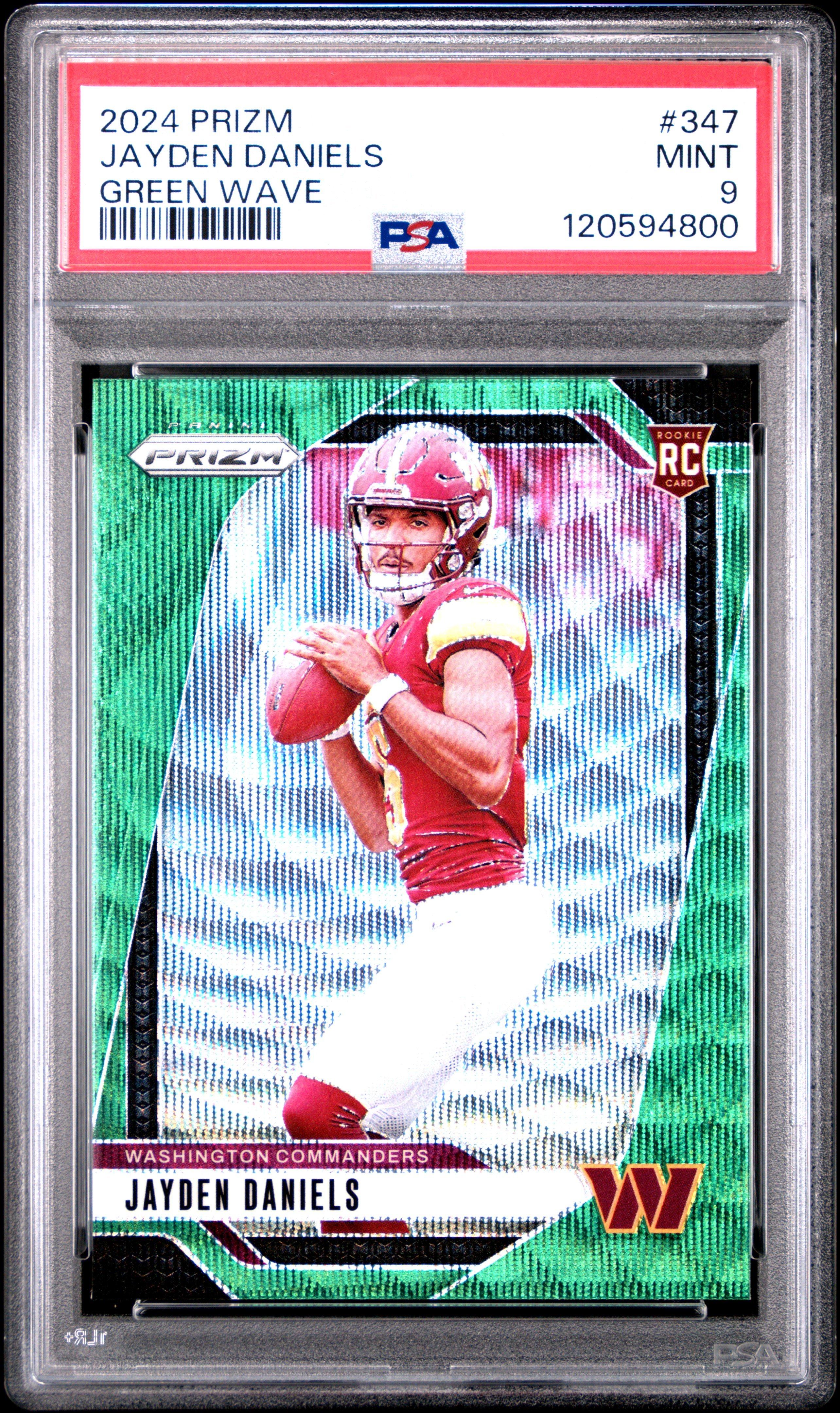 2024 Panini Prizm 347 Jayden Daniels Green Wave PSA 9 Graded Card