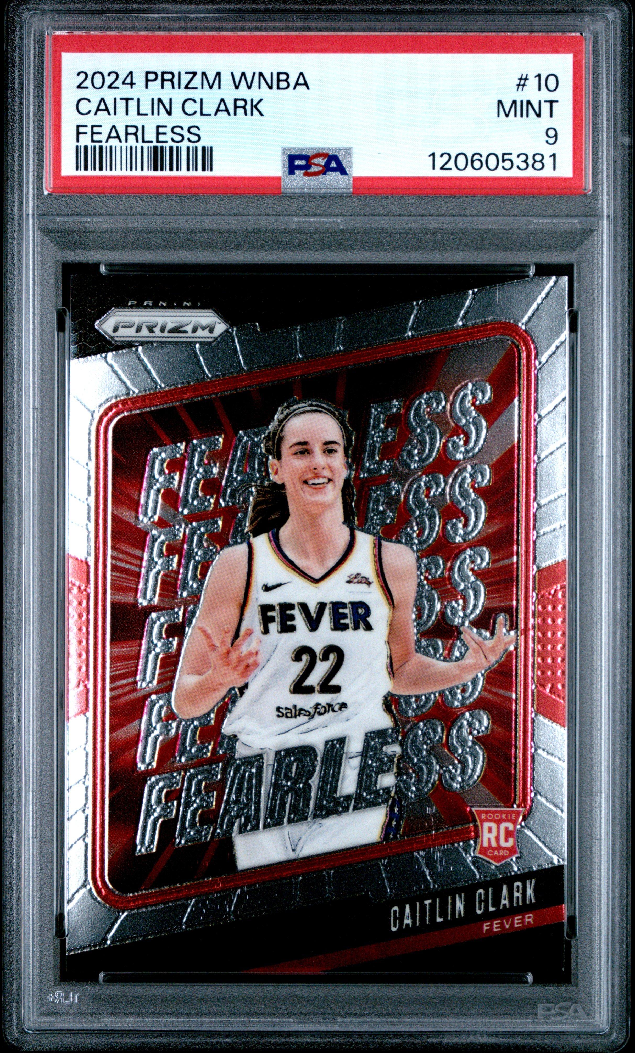 caitlin clark graded card 2024 Panini Prizm Wnba Fearless 10 Caitlin Clark PSA 9