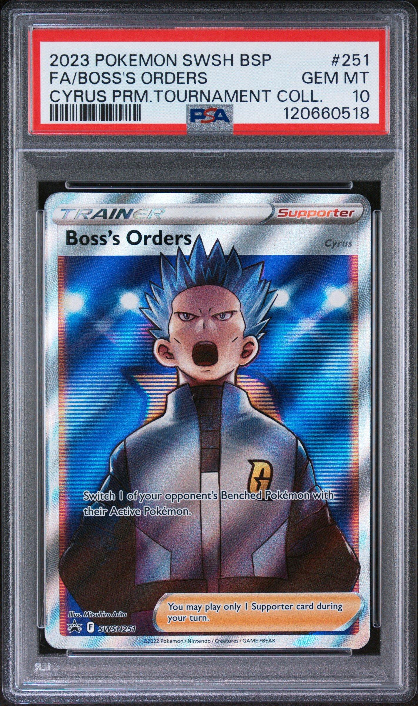 2023 Pokemon Swsh Black Star Promo 251 Full Art/boss's Orders Cyrus Premium Tournament Collection PSA