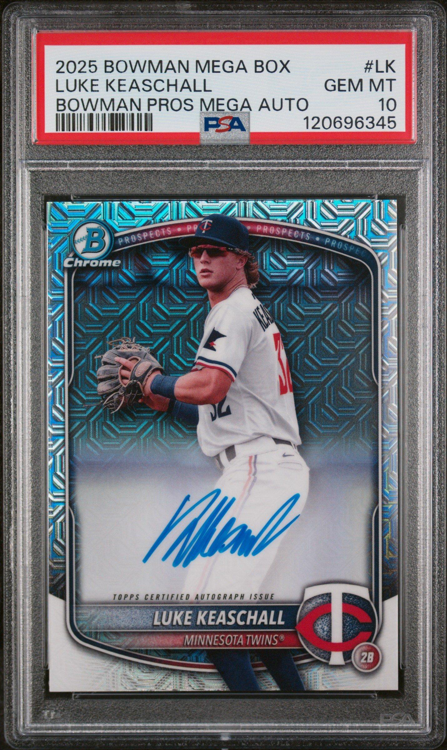 2025 Bowman Mega Box Bowman Prospect Mega Autographs Lk Luke Keaschall PSA 10