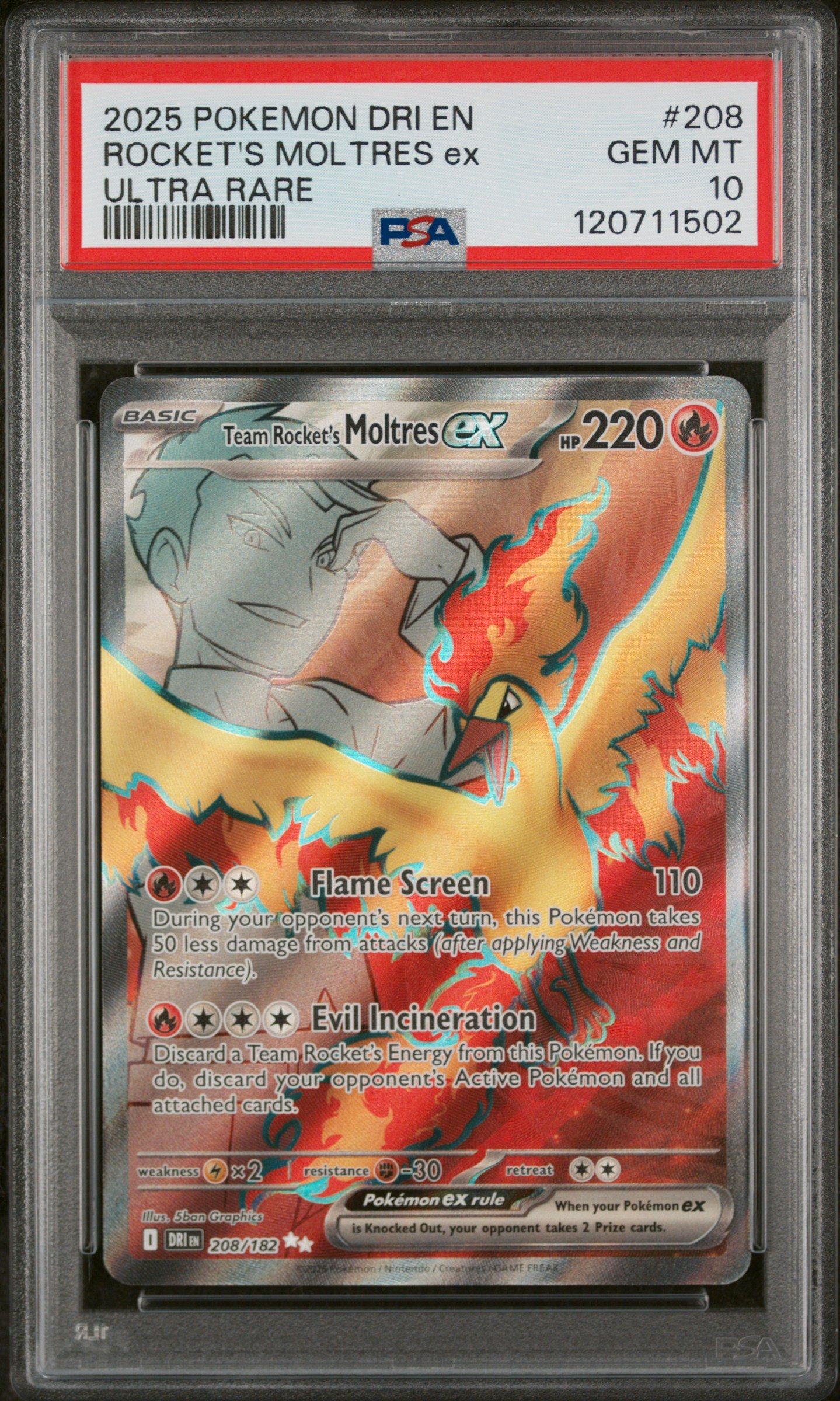 2025 Pokemon Dri En-destined Rivals 208 Team Rocket's Moltres Ex