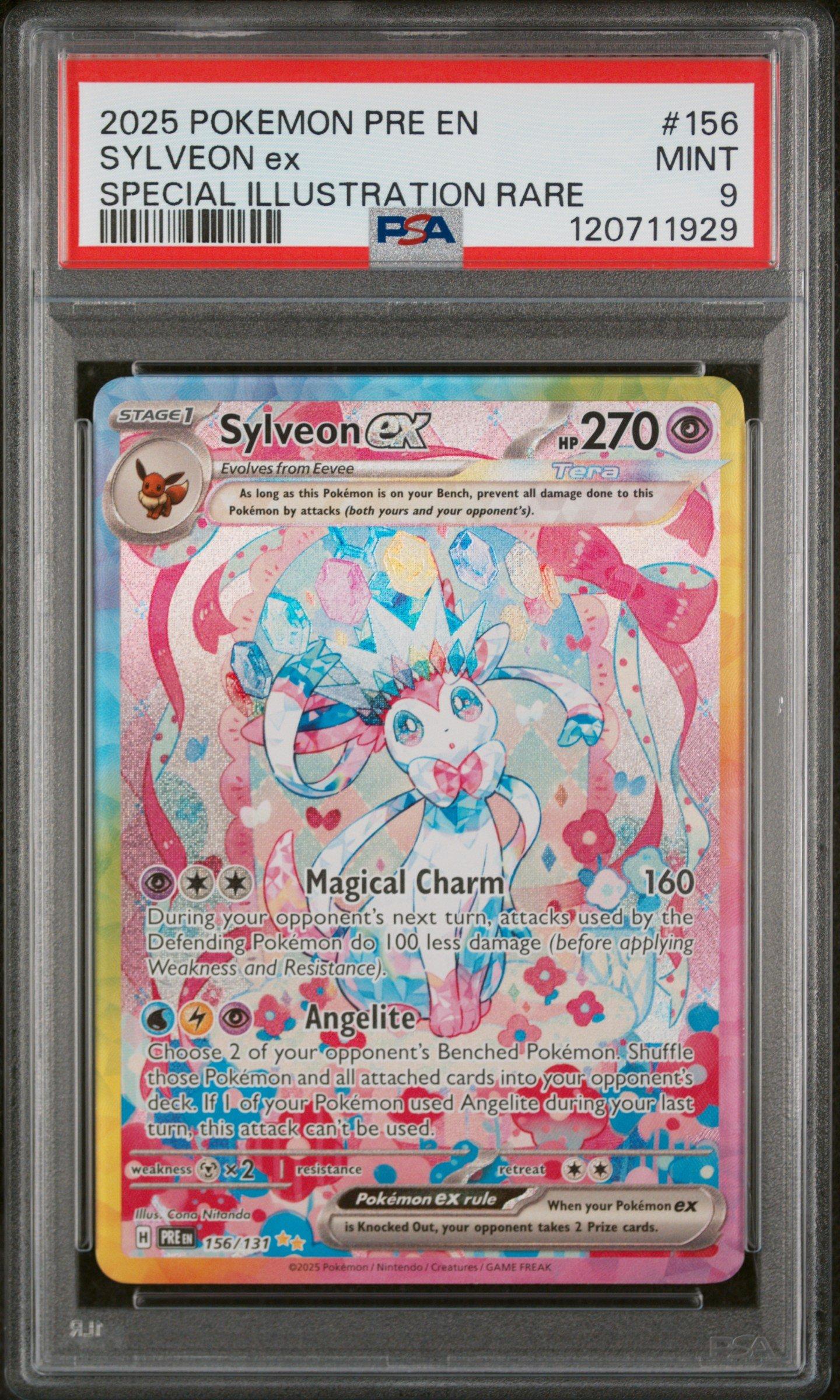 2025 Pokemon Pre En-Prismatic Evolutions 156 Sylveon Ex Special Illustration Rare PSA 9