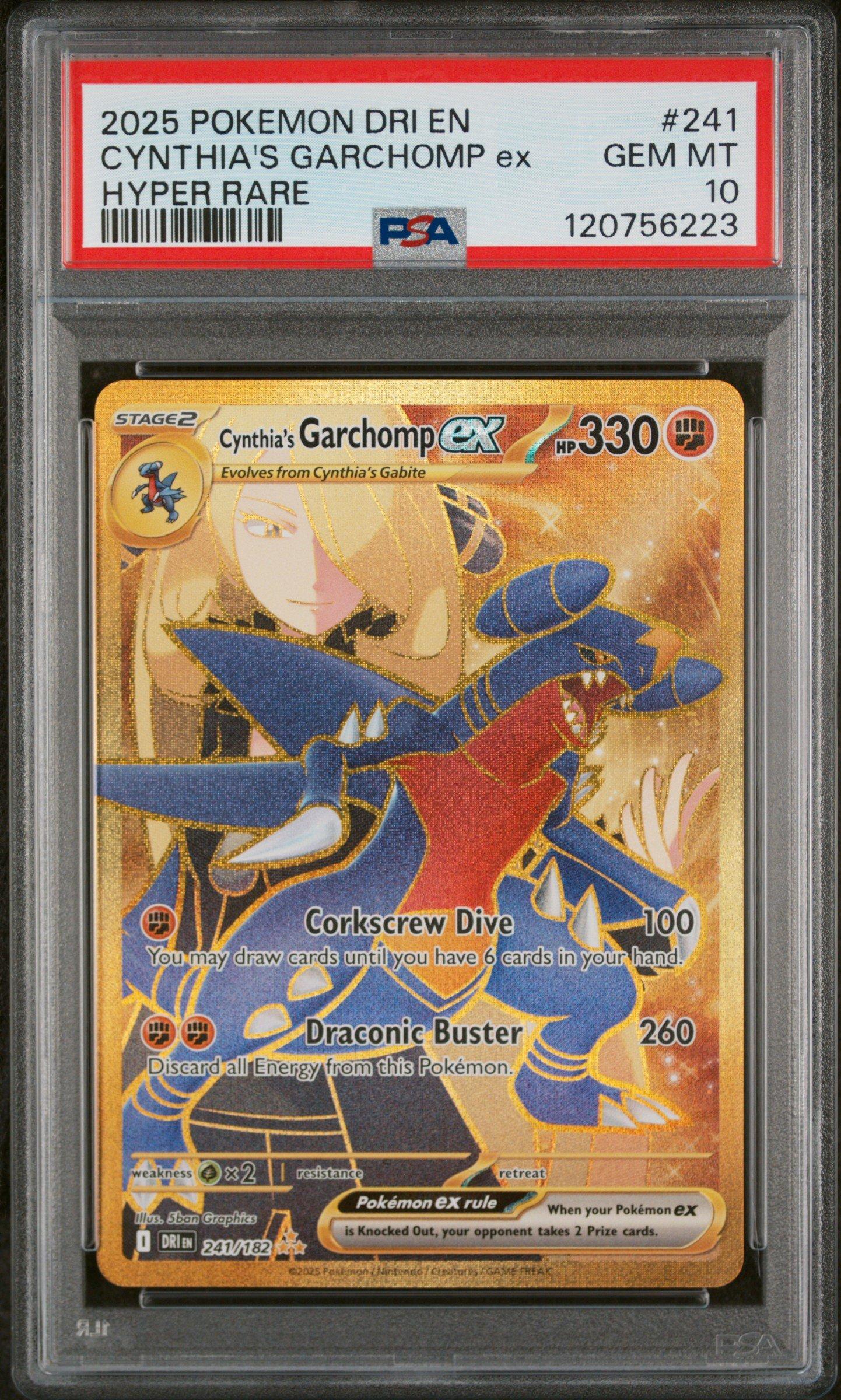 Gemix 10Gold ポケパッドsr ポケモンカード PSA10 ARS10 2025 Pokemon Dri En-destined Rivals 241 Cynthia's Garchomp Ex