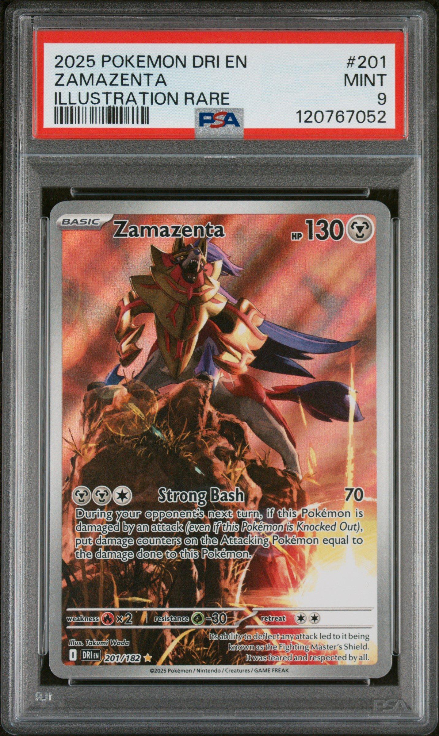 2025 Pokemon Dri En-destined Rivals 201 Zamazenta Illustration Rare PSA