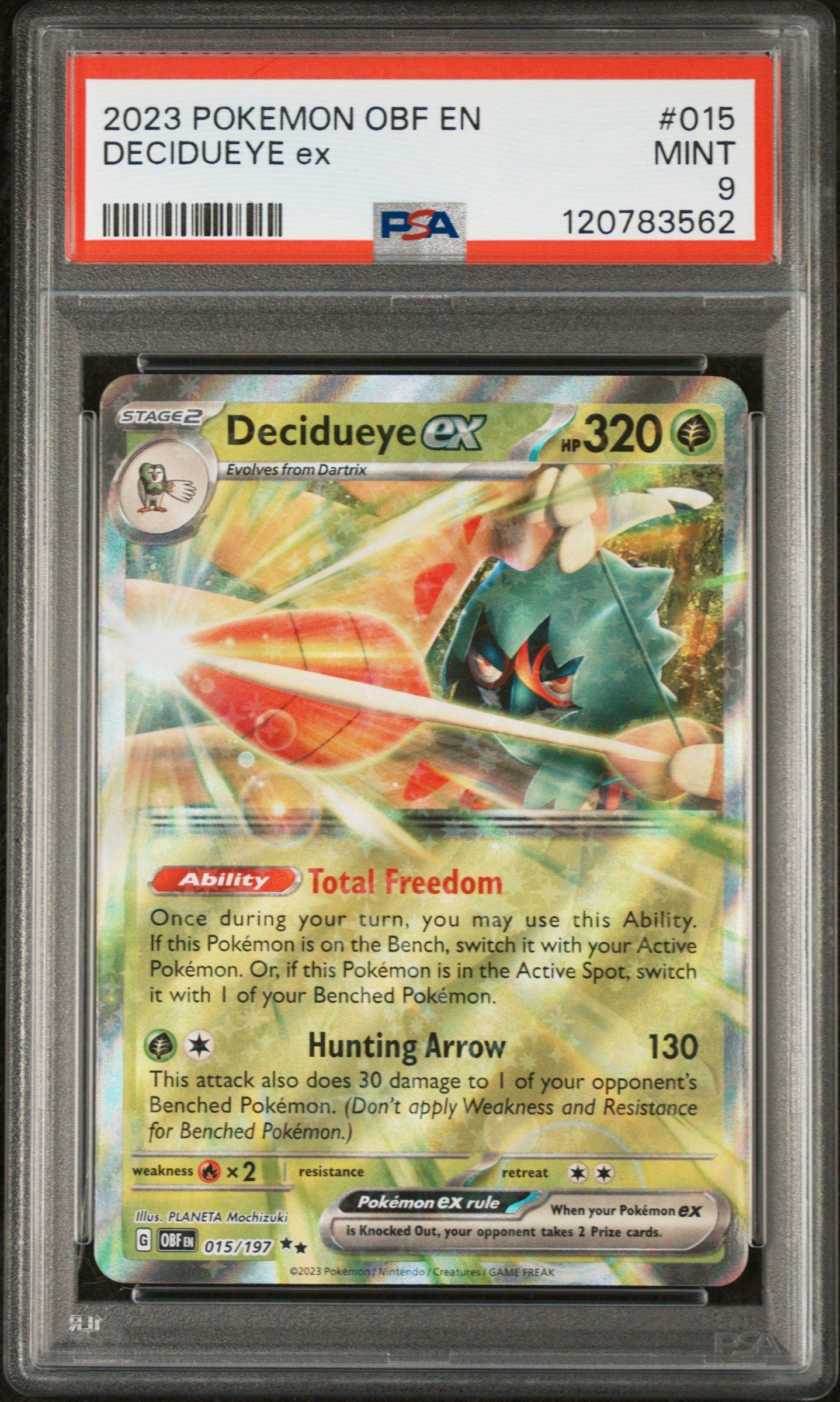 2023 Pokemon Obf En-obsidian Flames 015 Decidueye Ex PSA 9