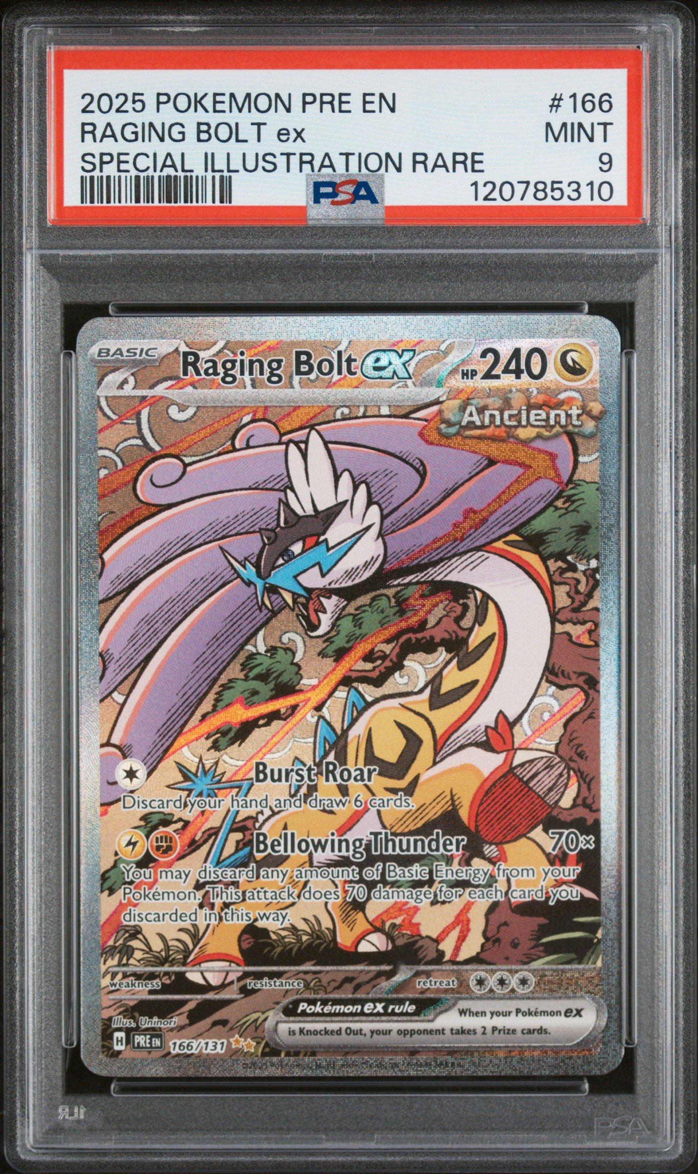 2025 Pokemon Pre En-prismatic Evolutions 166 Raging Bolt Ex Special Illustration  Rare PSA 9 Graded Card | GameStop